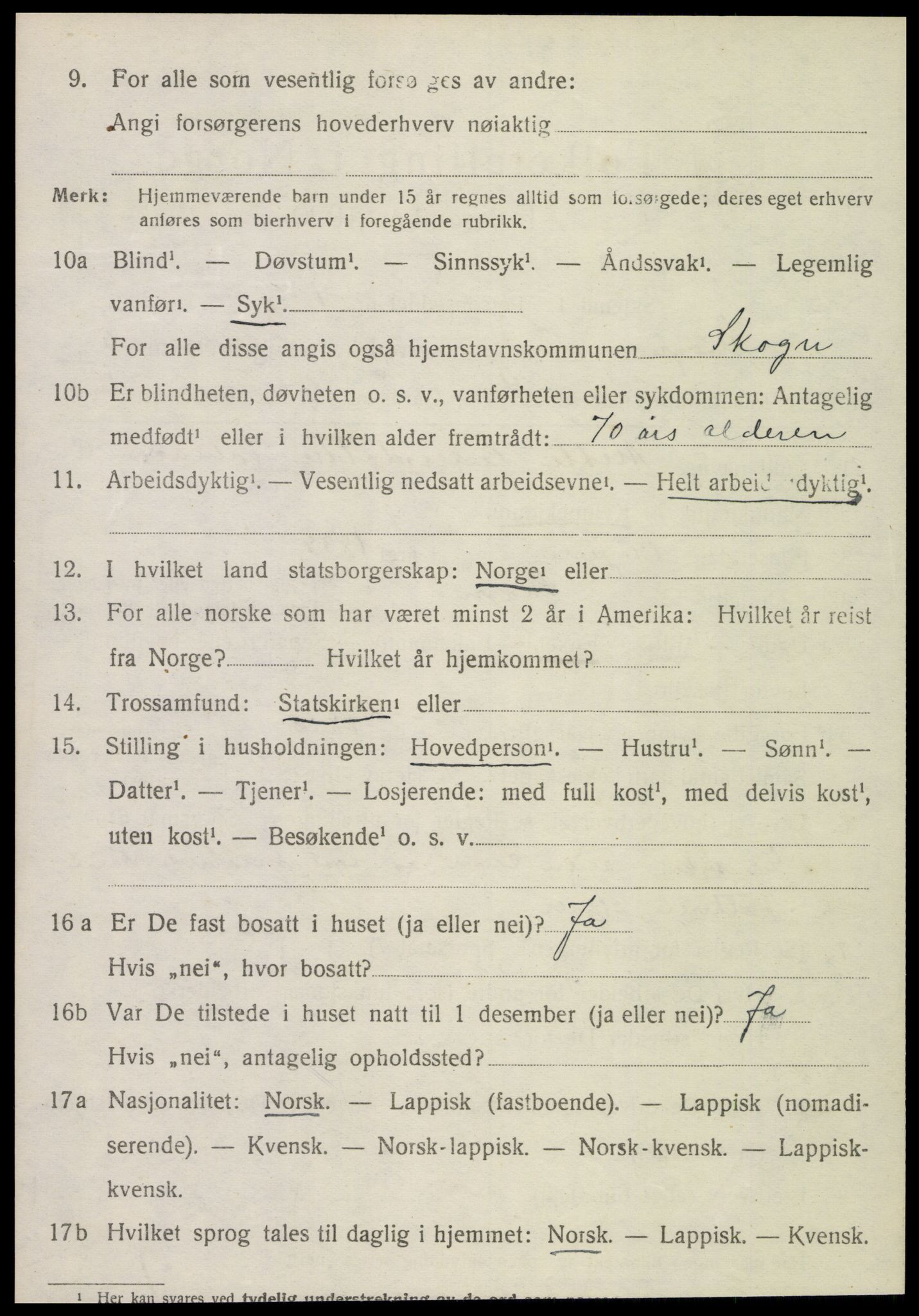 SAT, 1920 census for Skogn, 1920, p. 6512