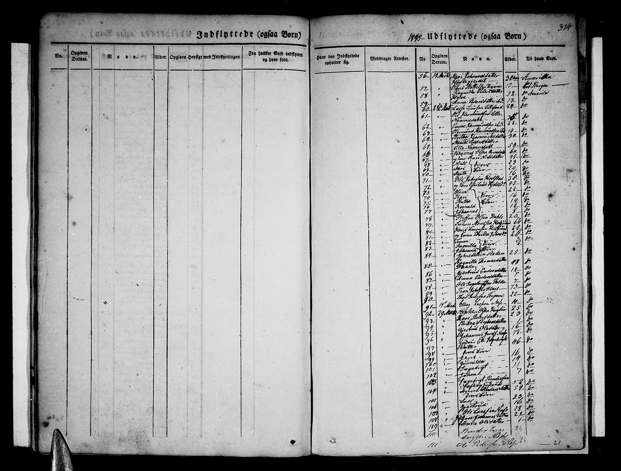 Vik sokneprestembete, AV/SAB-A-81501/H/Haa/Haaa/L0007: Parish register (official) no. A 7, 1831-1845, p. 314