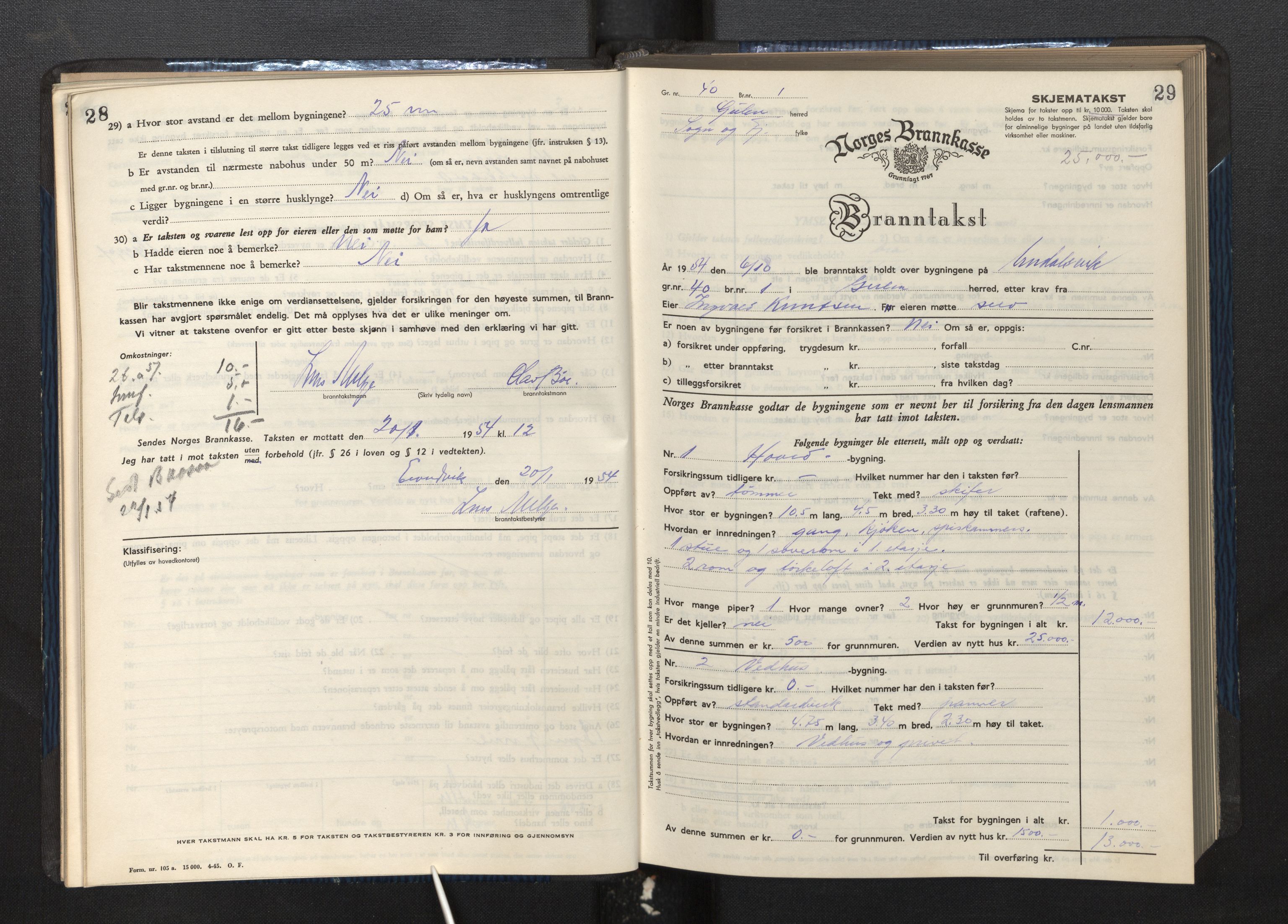Lensmannen i Gulen, SAB/A-27901/0012/L0004: Branntakstprotokoll skjematakst, 1948-1954, p. 28-29