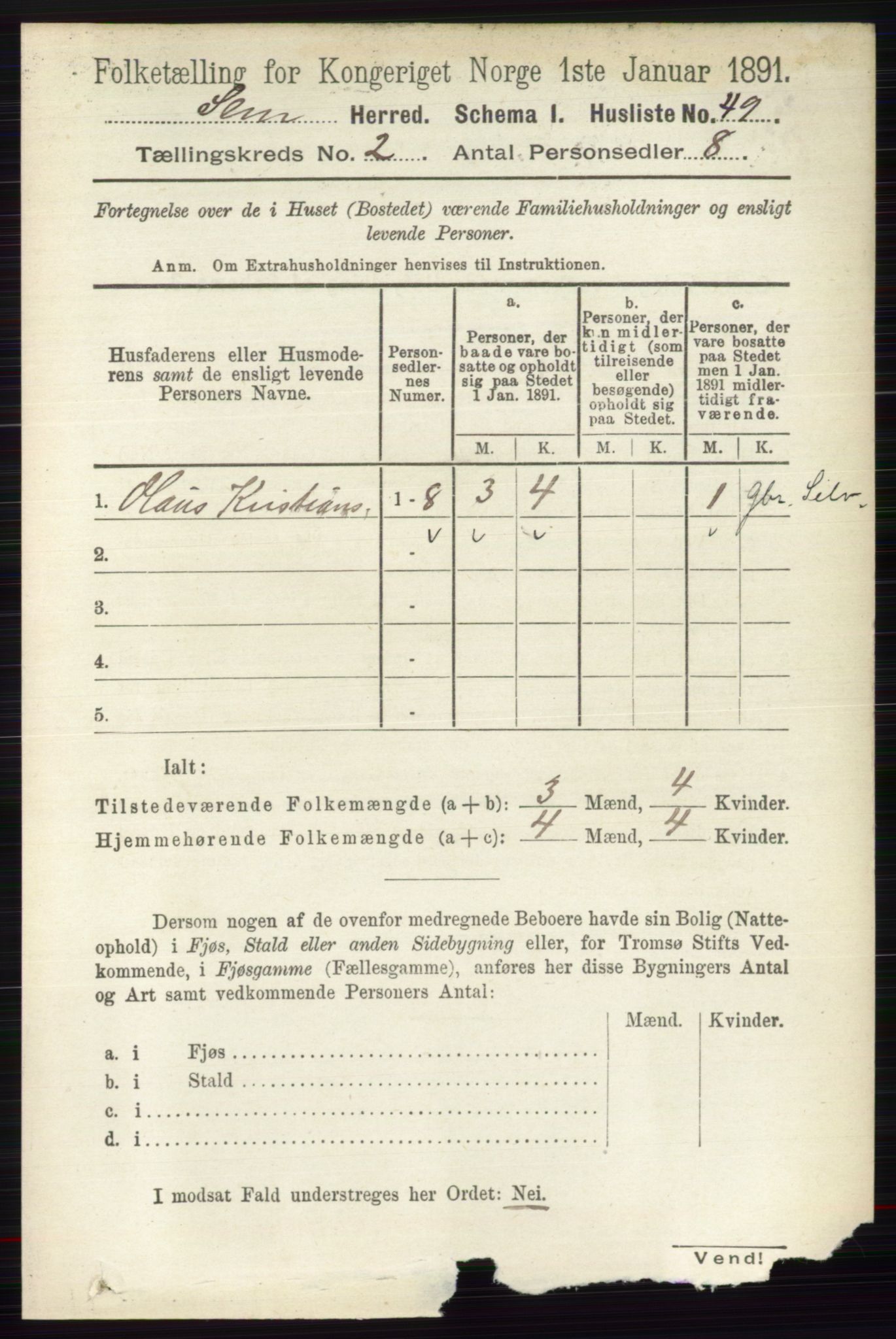 RA, 1891 census for 0721 Sem, 1891, p. 637