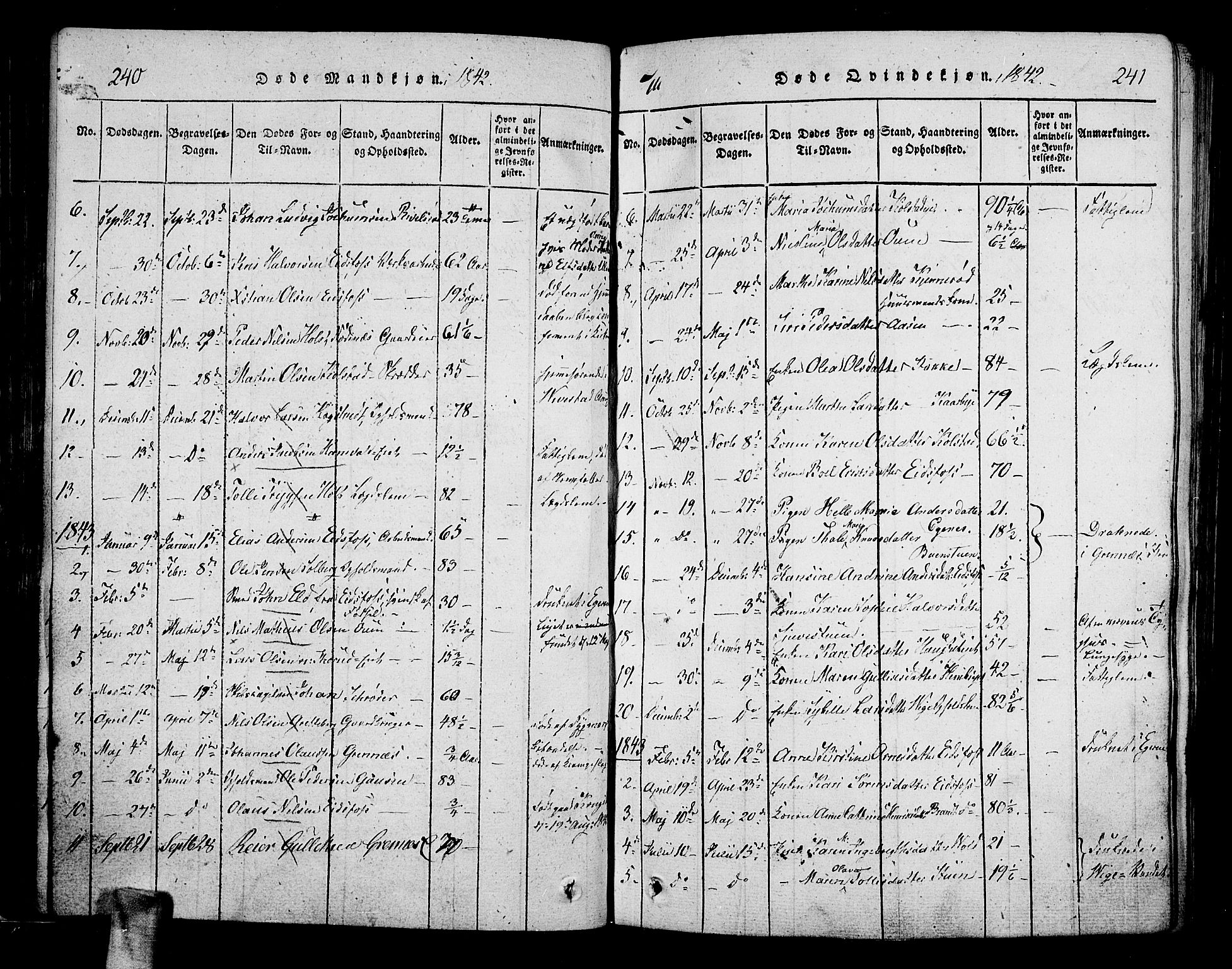 Hof kirkebøker, SAKO/A-64/F/Fa/L0004: Parish register (official) no. I 4, 1814-1843, p. 240-241