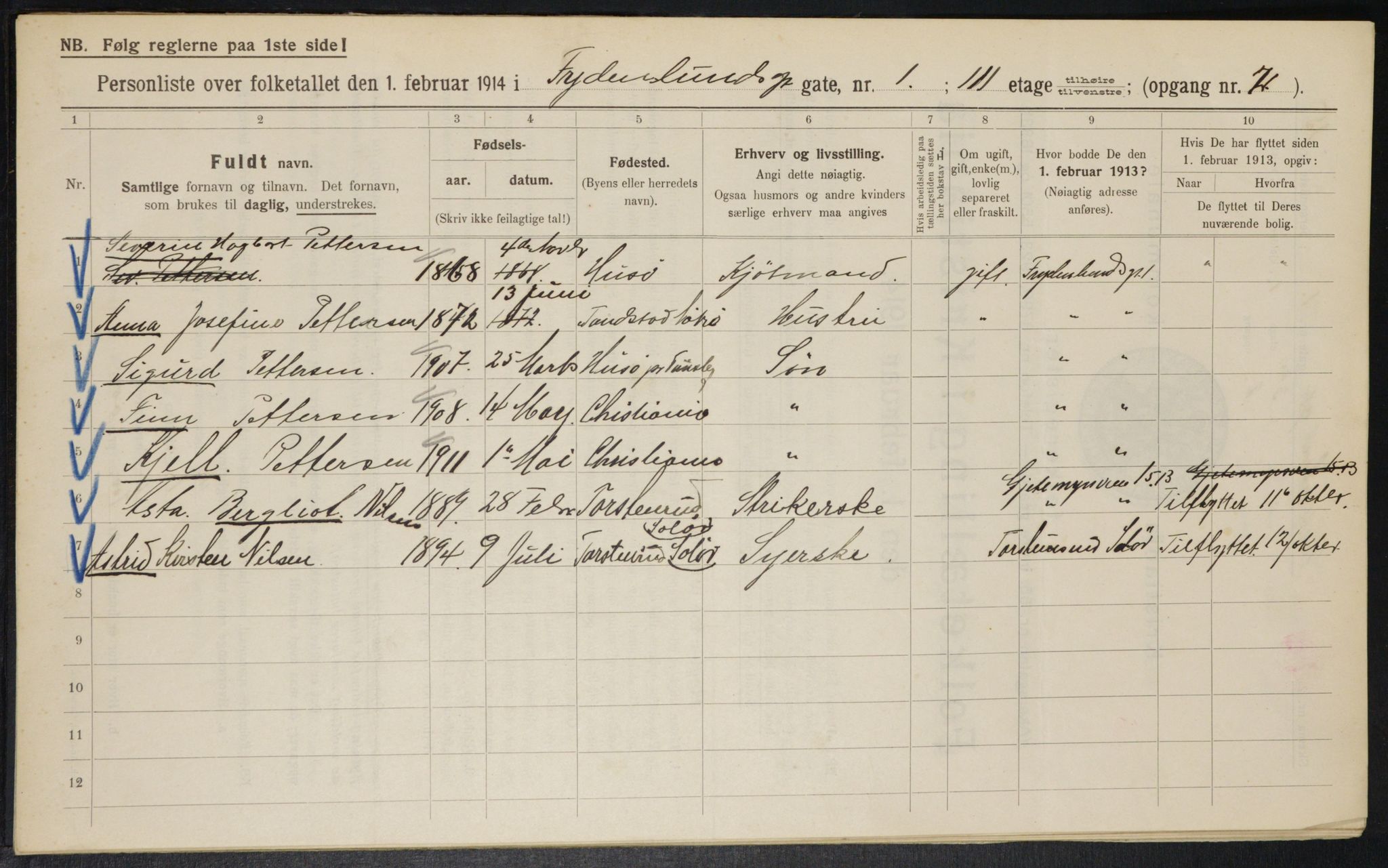 OBA, Municipal Census 1914 for Kristiania, 1914, p. 28156