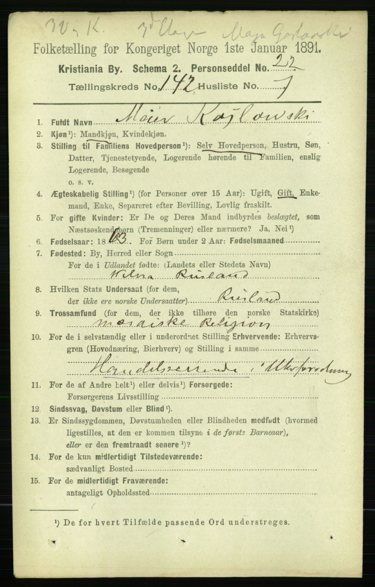 RA, 1891 census for 0301 Kristiania, 1891, p. 78623