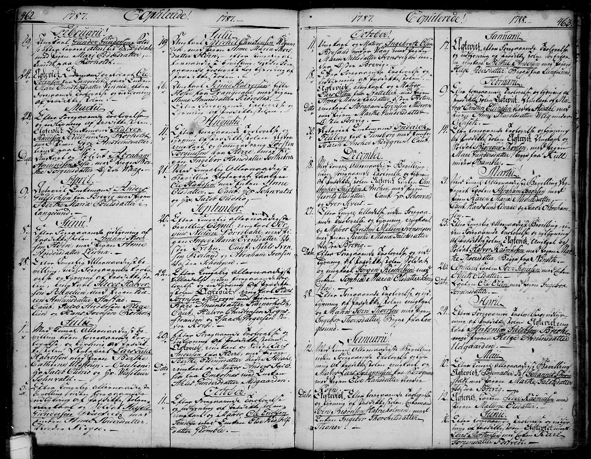 Bamble kirkebøker, AV/SAKO-A-253/F/Fa/L0002: Parish register (official) no. I 2, 1775-1814, p. 462-463