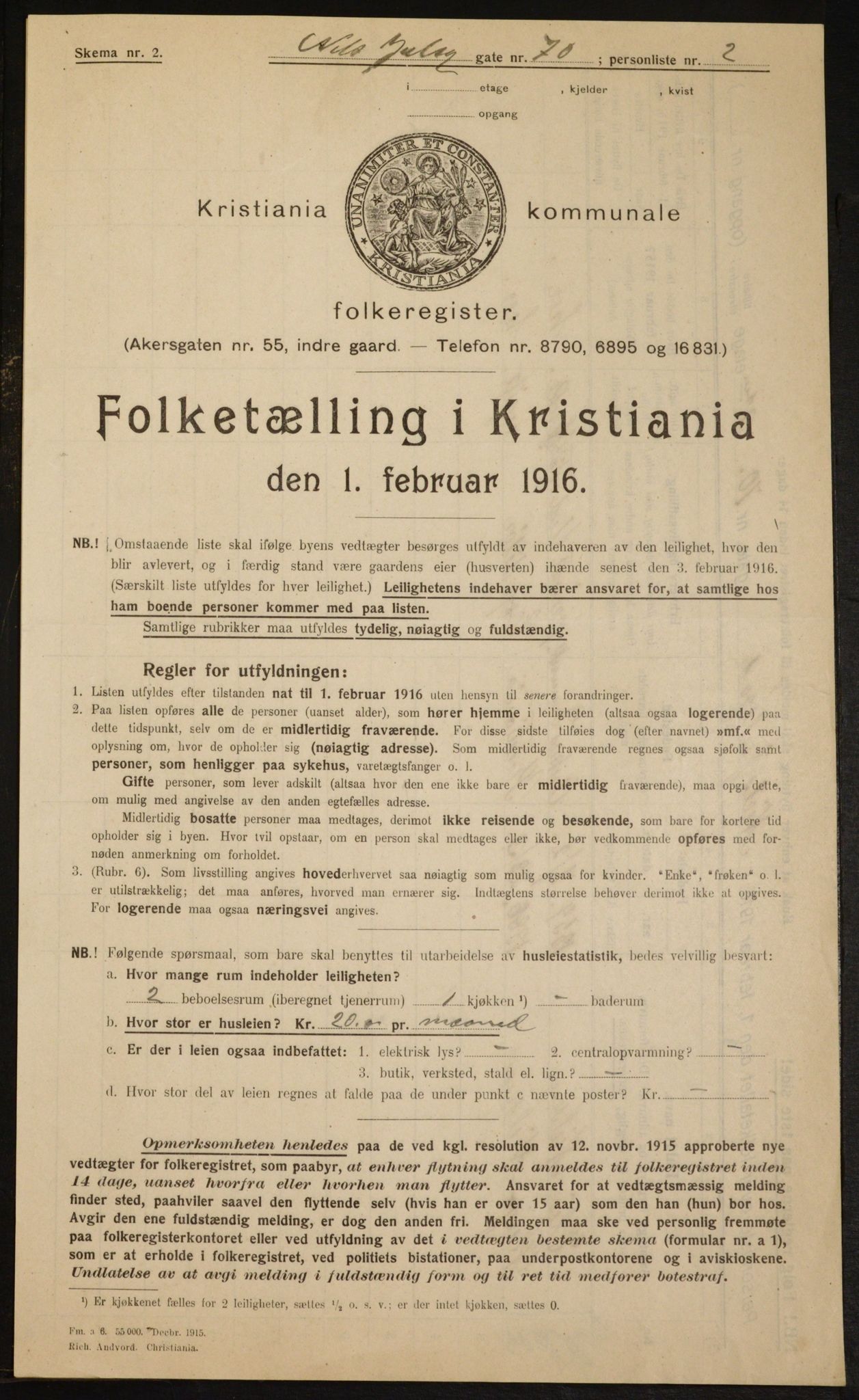 OBA, Municipal Census 1916 for Kristiania, 1916, p. 72715