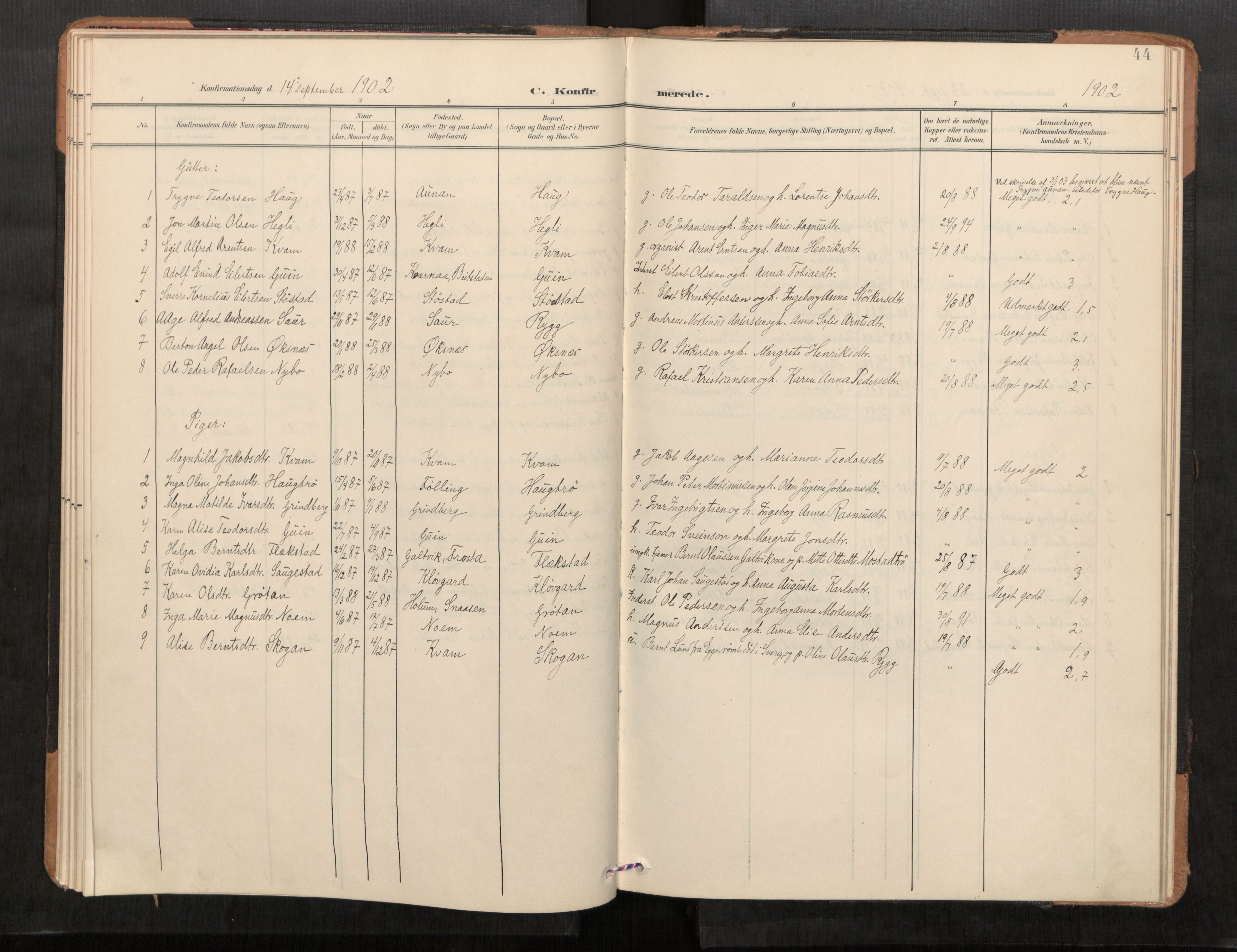 Stod sokneprestkontor, SAT/A-1164/1/I/I1/I1a/L0001: Parish register (official) no. 1, 1900-1912, p. 44