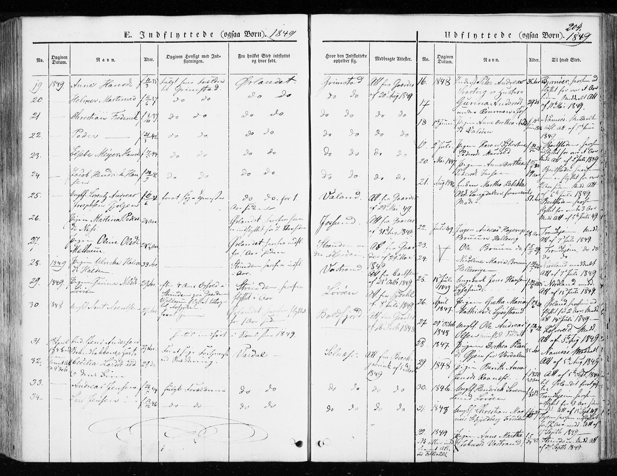 Ministerialprotokoller, klokkerbøker og fødselsregistre - Sør-Trøndelag, AV/SAT-A-1456/655/L0677: Parish register (official) no. 655A06, 1847-1860, p. 204