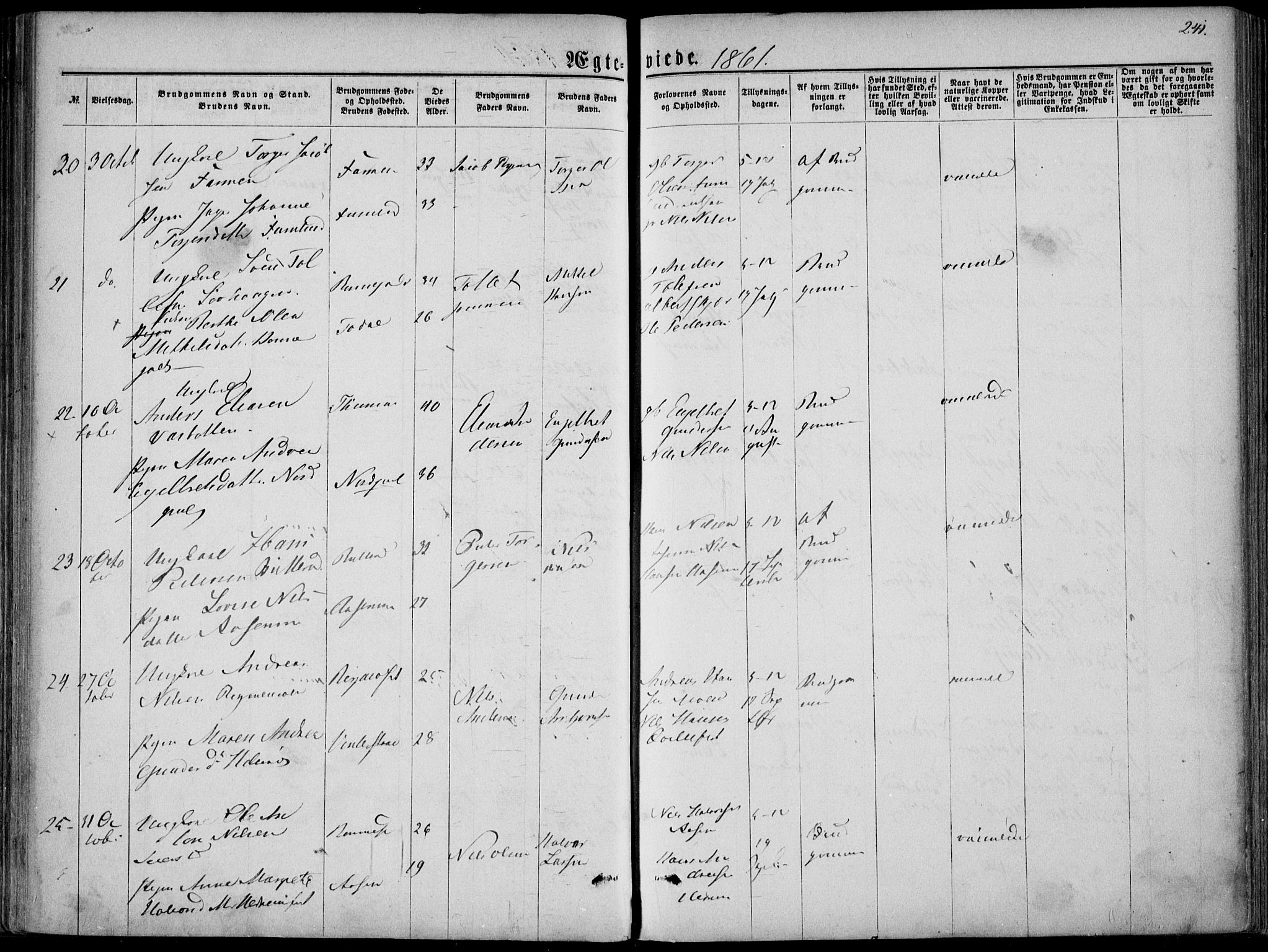 Hedrum kirkebøker, AV/SAKO-A-344/F/Fa/L0007: Parish register (official) no. I 7, 1857-1868, p. 241