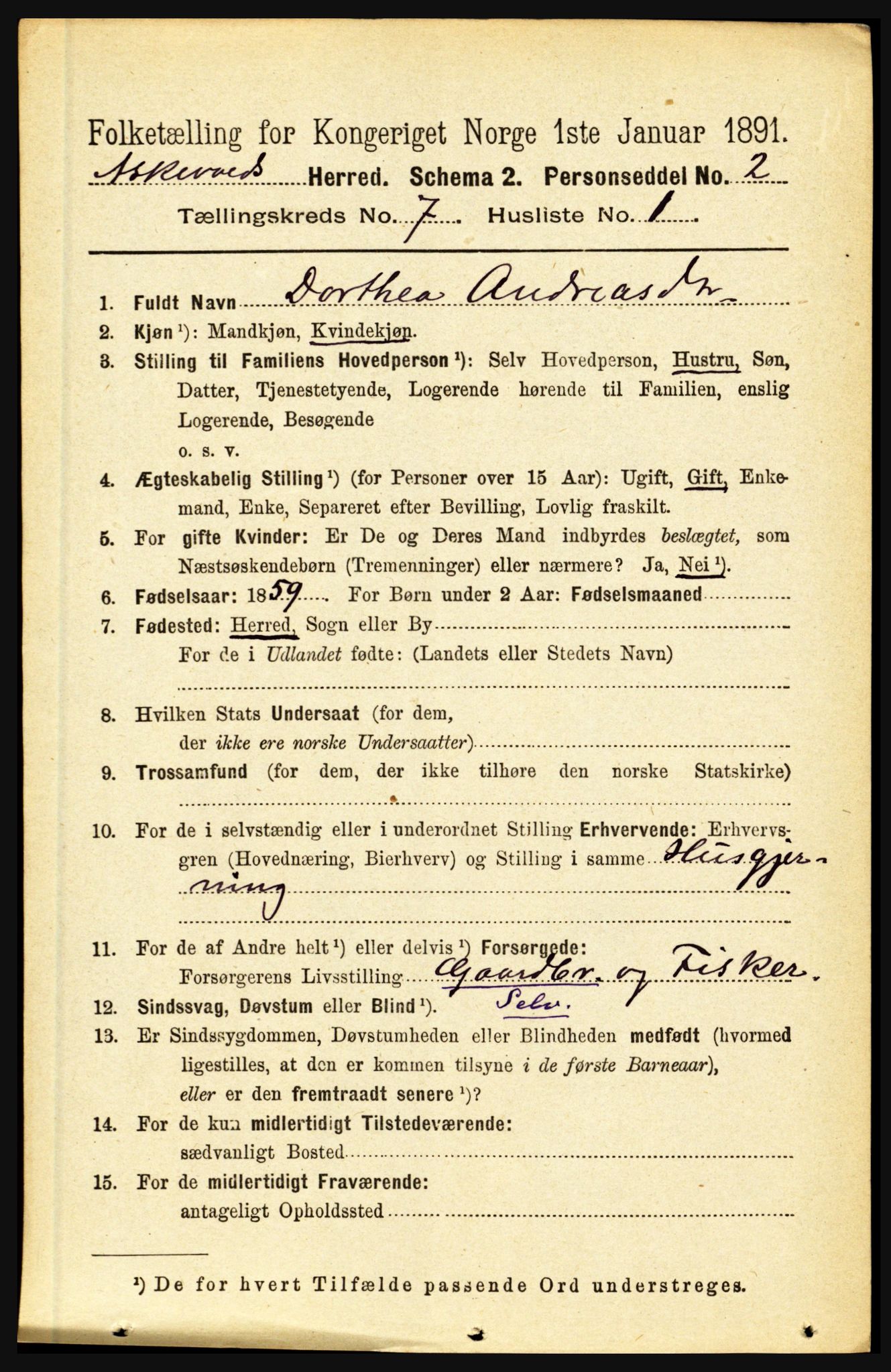 RA, 1891 census for 1428 Askvoll, 1891, p. 1886