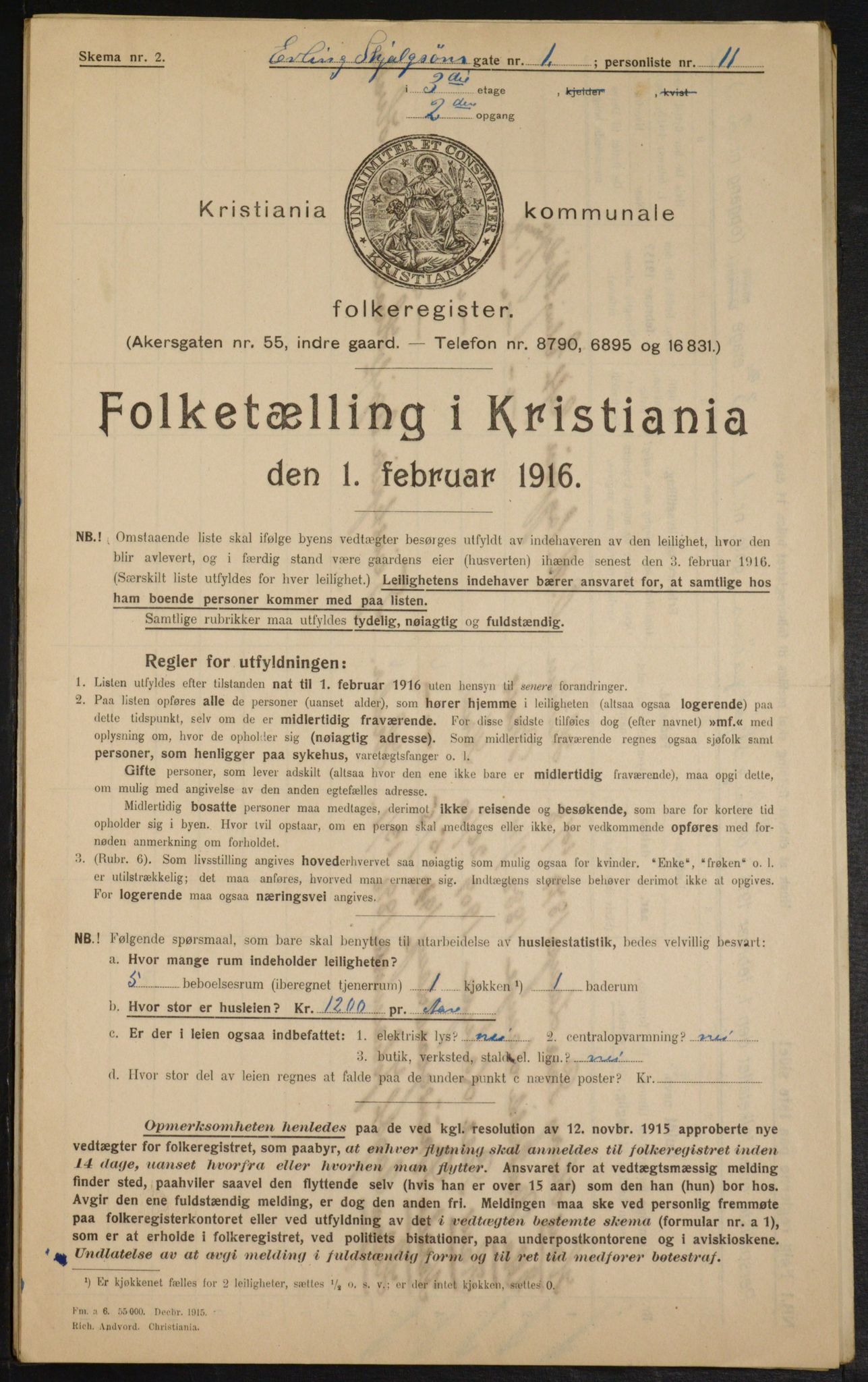 OBA, Municipal Census 1916 for Kristiania, 1916, p. 22403