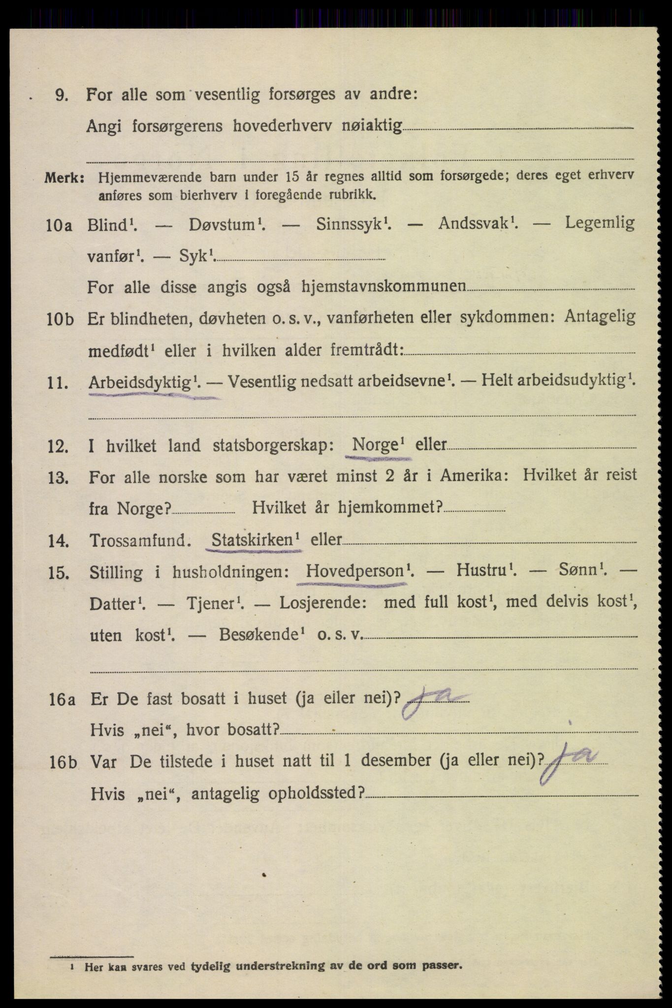 SAK, 1920 census for Fjotland, 1920, p. 1809