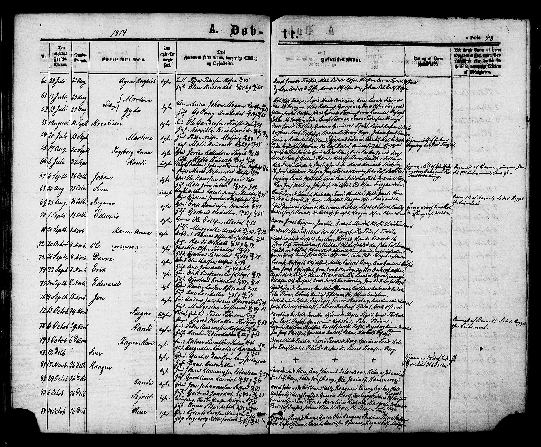Ministerialprotokoller, klokkerbøker og fødselsregistre - Nord-Trøndelag, SAT/A-1458/703/L0029: Parish register (official) no. 703A02, 1863-1879, p. 48
