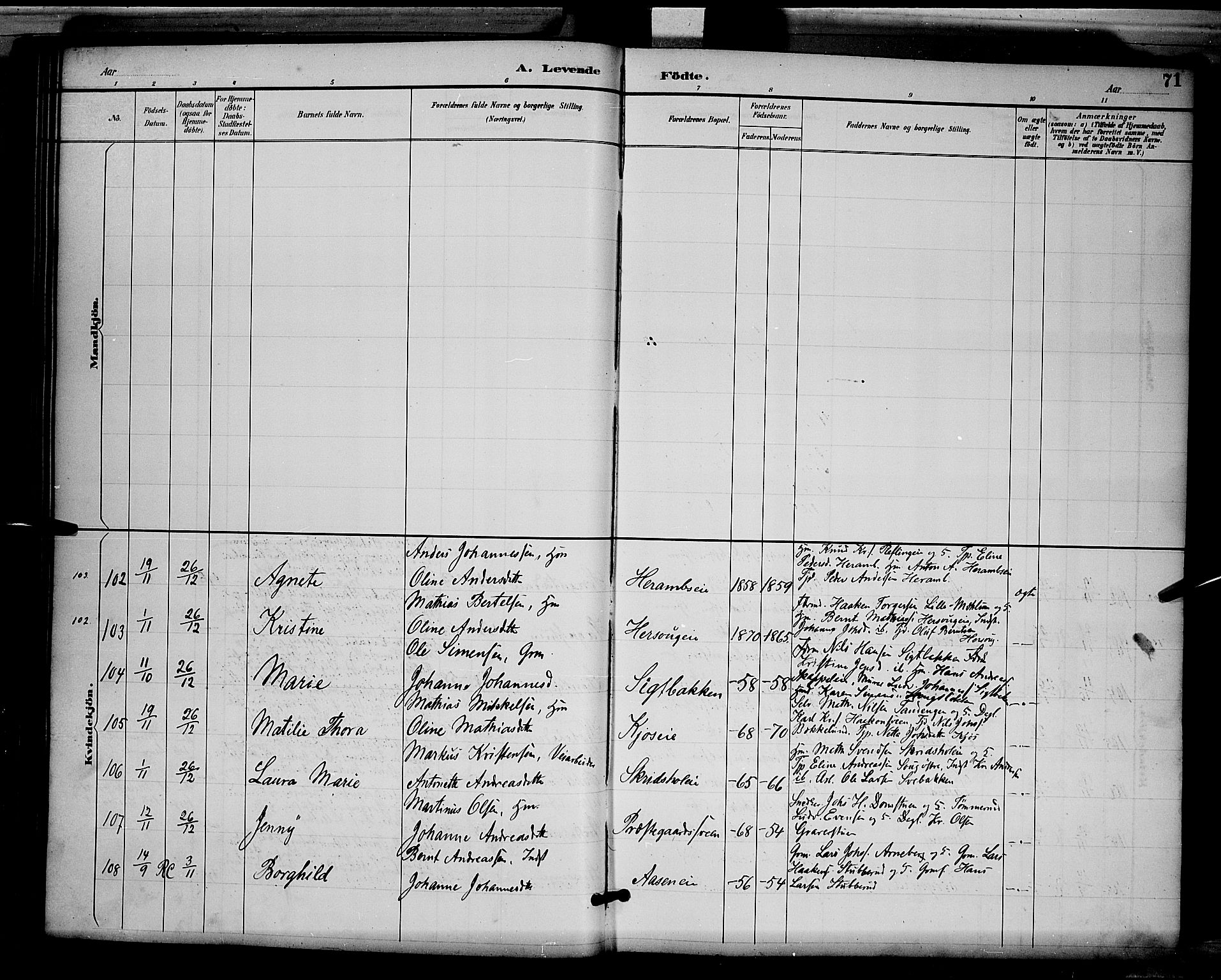 Ringsaker prestekontor, AV/SAH-PREST-014/L/La/L0012: Parish register (copy) no. 12, 1891-1902, p. 71