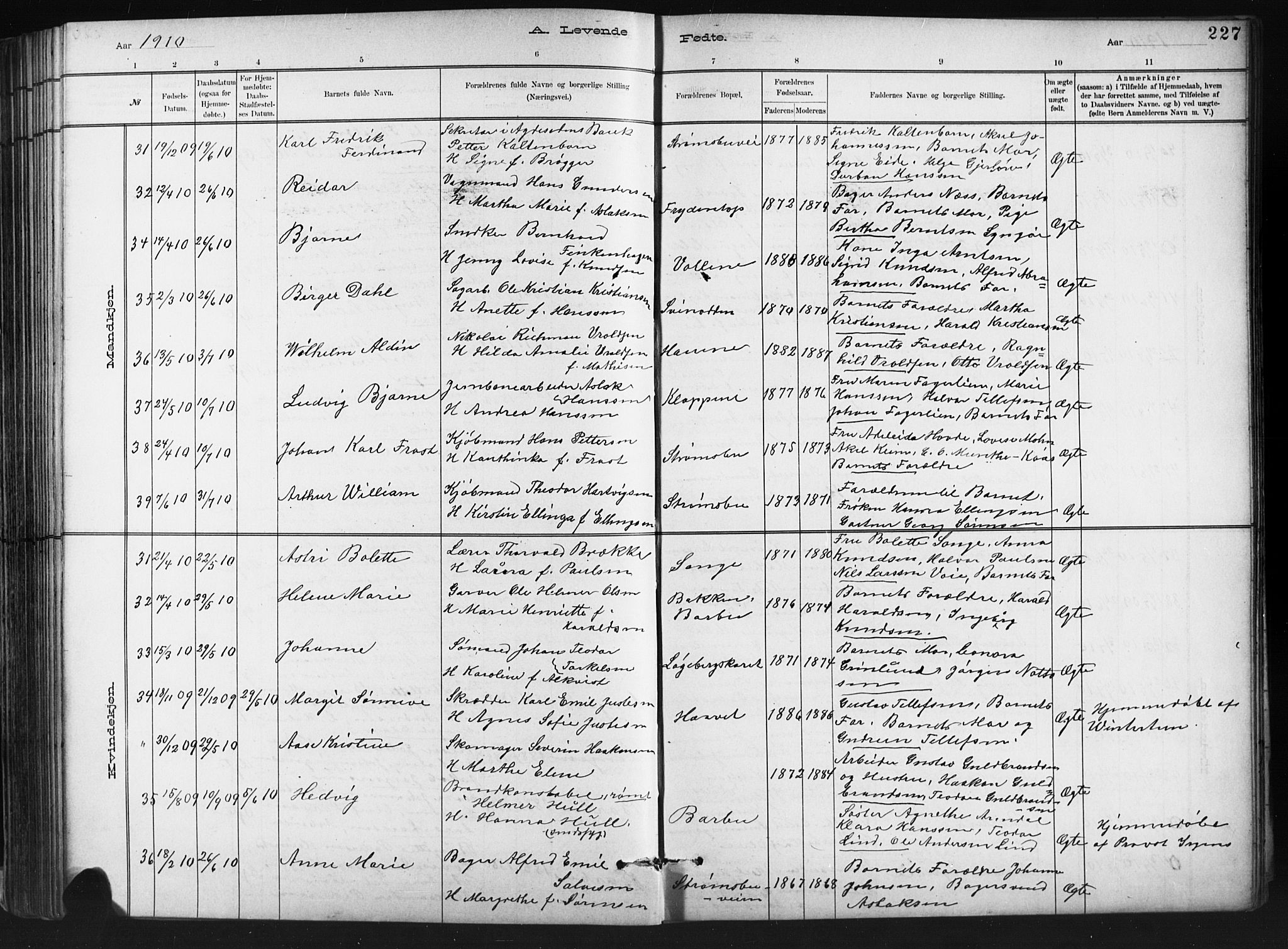 Barbu sokneprestkontor, AV/SAK-1111-0003/F/Fb/L0002: Parish register (copy) no. B 2, 1890-1922, p. 227