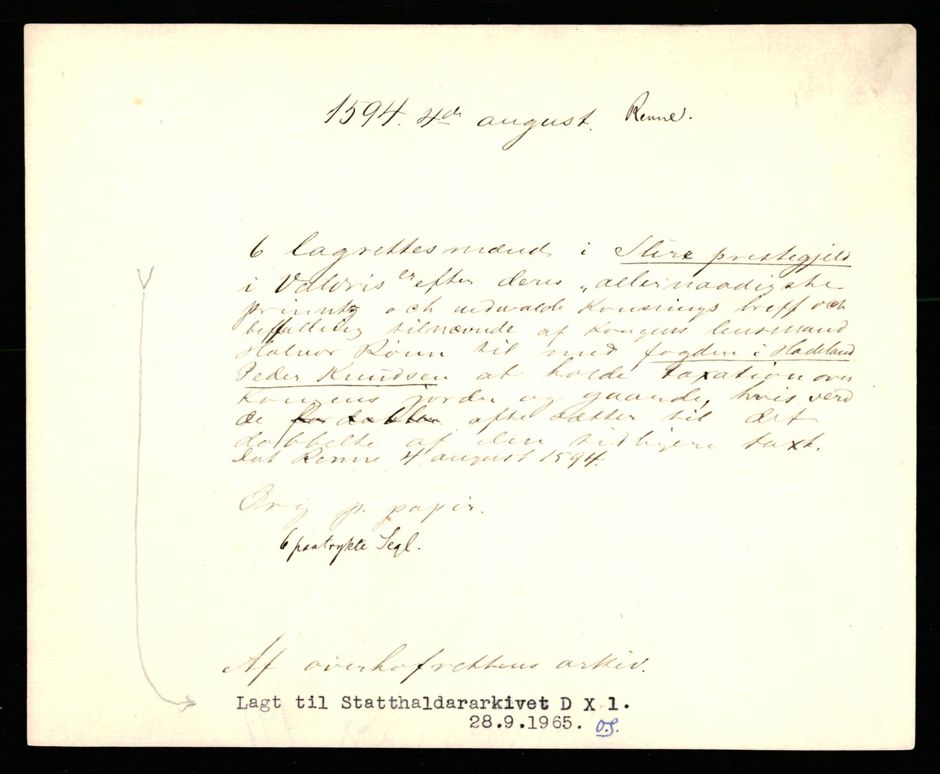 Riksarkivets diplomsamling, AV/RA-EA-5965/F35/F35b/L0004: Riksarkivets diplomer, seddelregister, 1593-1600, p. 121