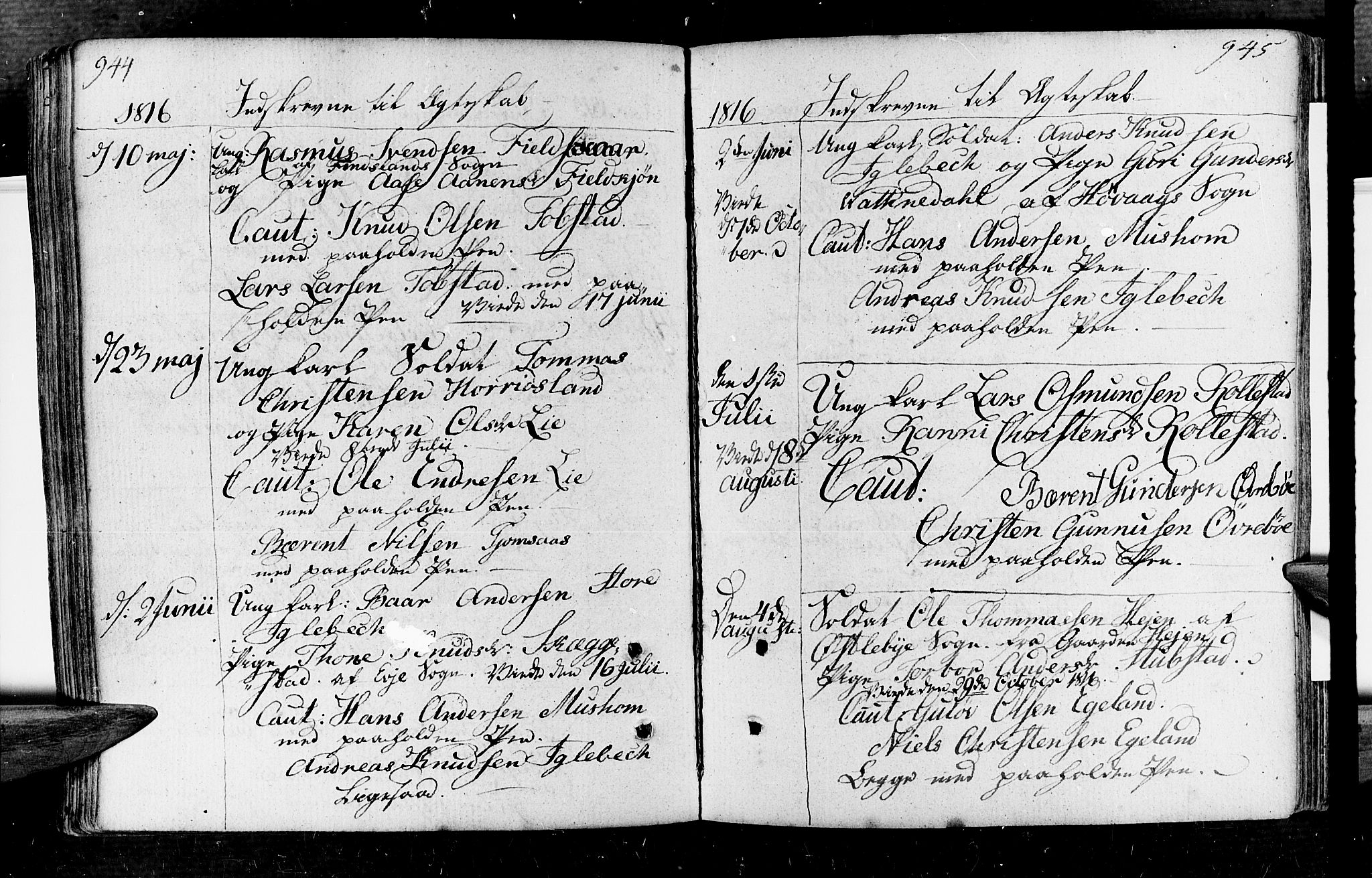 Vennesla sokneprestkontor, AV/SAK-1111-0045/Fa/Fac/L0002: Parish register (official) no. A 2, 1785-1834, p. 944-945