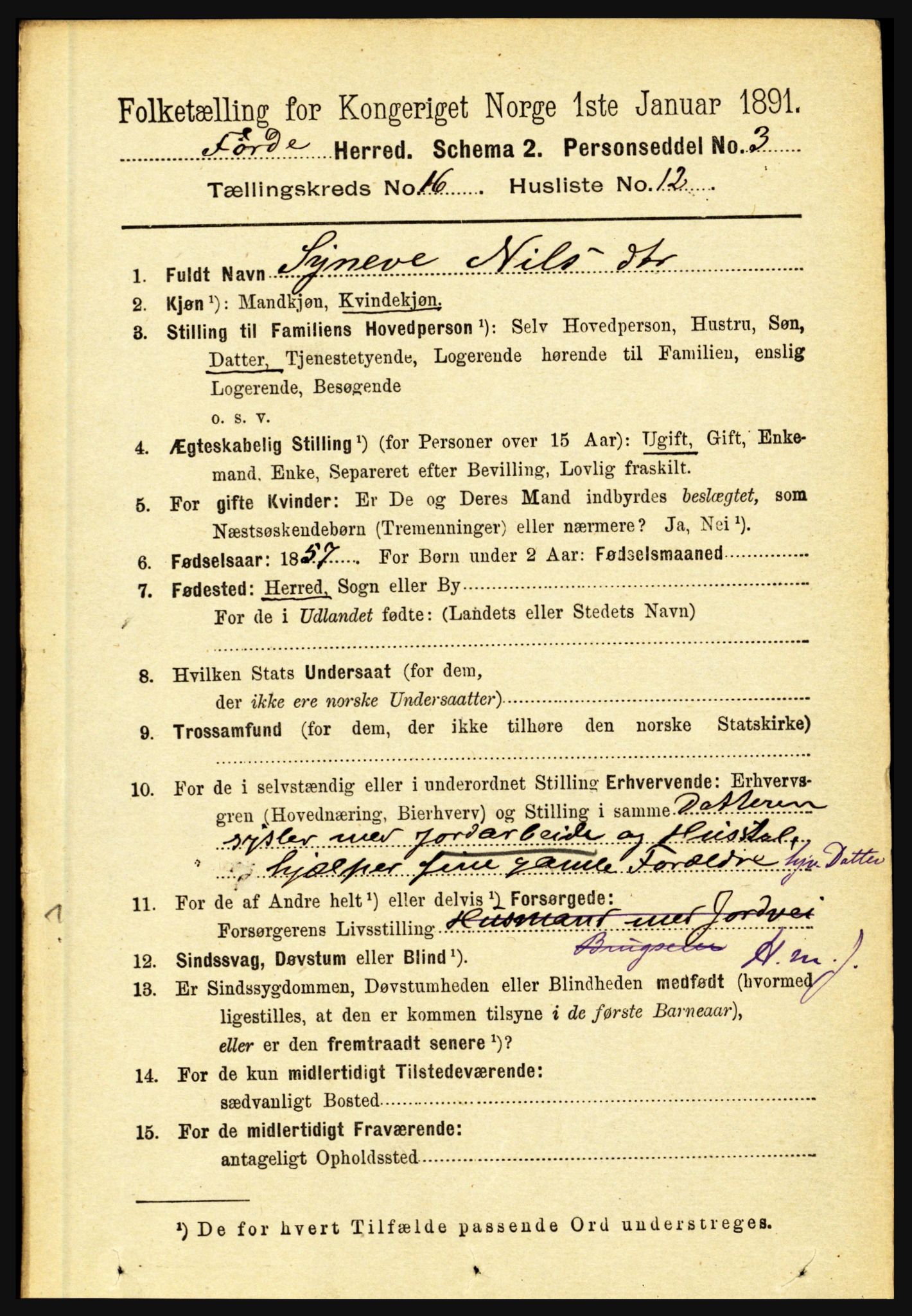 RA, 1891 census for 1432 Førde, 1891, p. 5899