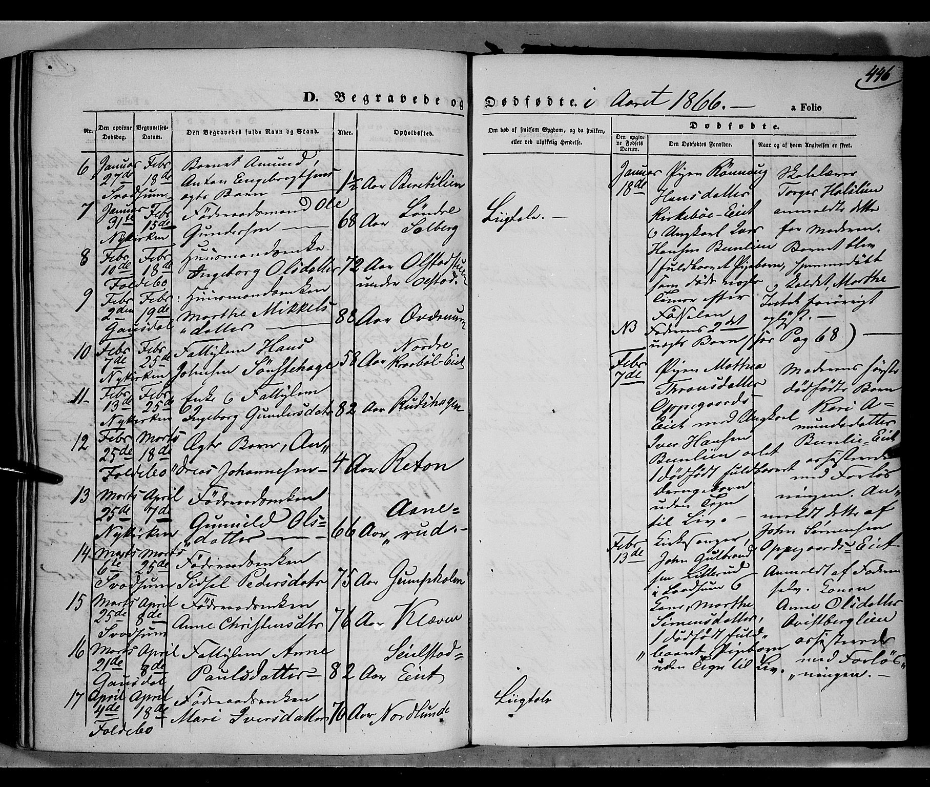 Gausdal prestekontor, SAH/PREST-090/H/Ha/Haa/L0009: Parish register (official) no. 9, 1862-1873, p. 446