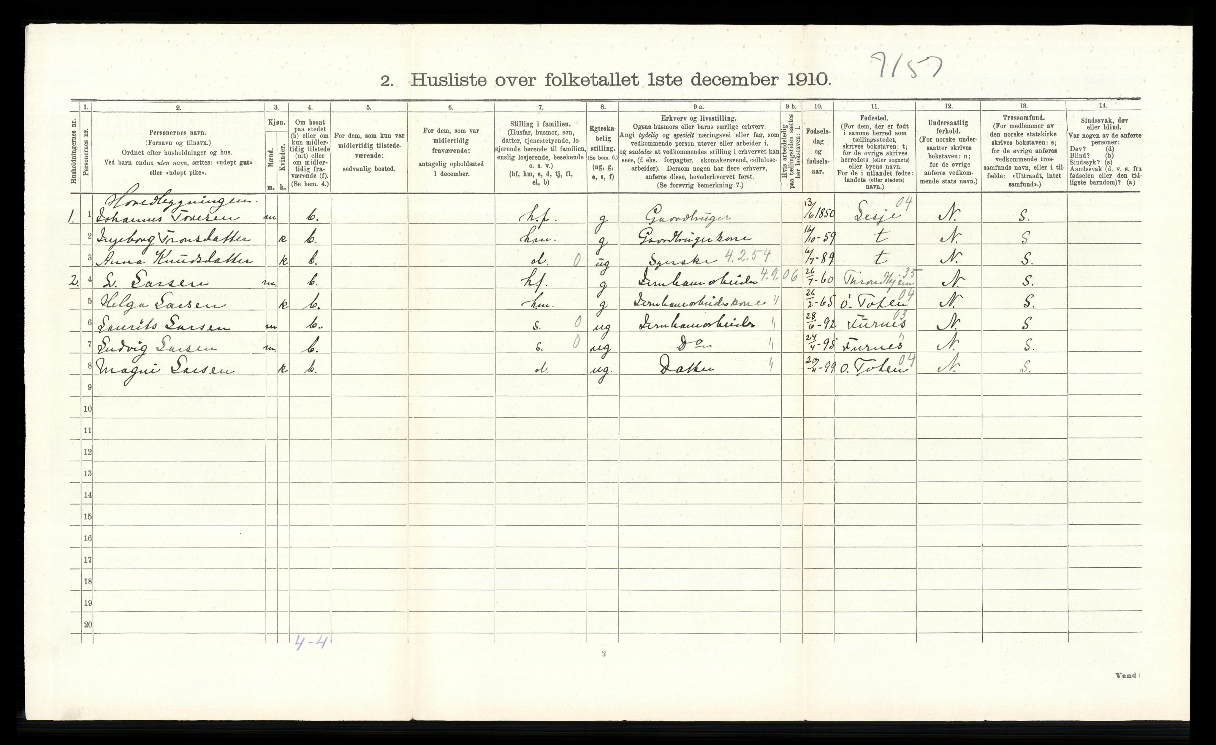 RA, 1910 census for Sel, 1910, p. 223