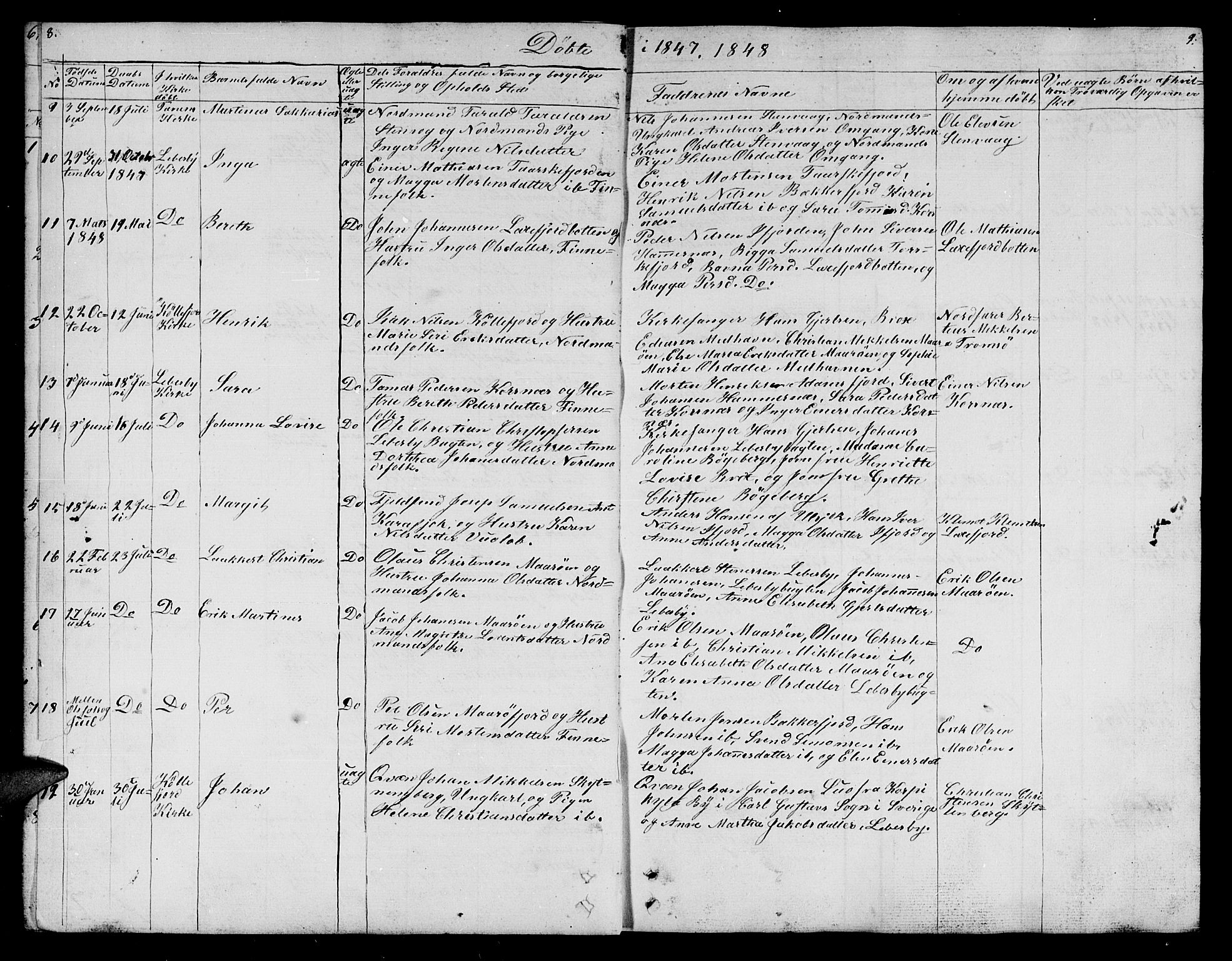 Lebesby sokneprestkontor, SATØ/S-1353/H/Hb/L0001klokker: Parish register (copy) no. 1, 1846-1862, p. 8-9