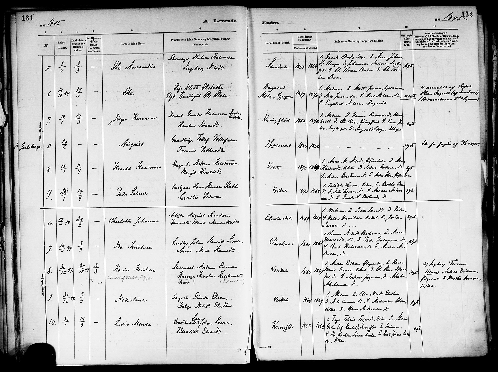 Holla kirkebøker, SAKO/A-272/F/Fa/L0008: Parish register (official) no. 8, 1882-1897, p. 131