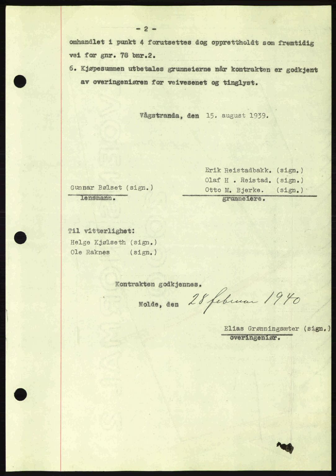 Romsdal sorenskriveri, AV/SAT-A-4149/1/2/2C: Mortgage book no. A8, 1939-1940, Diary no: : 291/1940