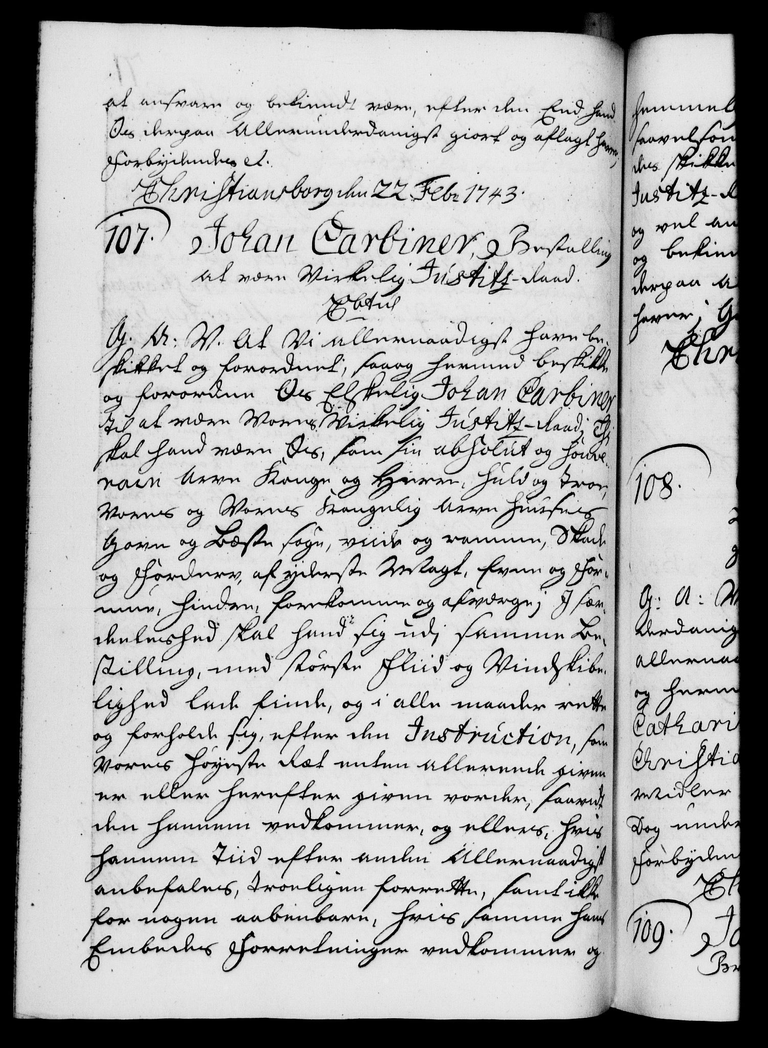 Danske Kanselli 1572-1799, AV/RA-EA-3023/F/Fc/Fca/Fcaa/L0033: Norske registre, 1743-1744, p. 71b