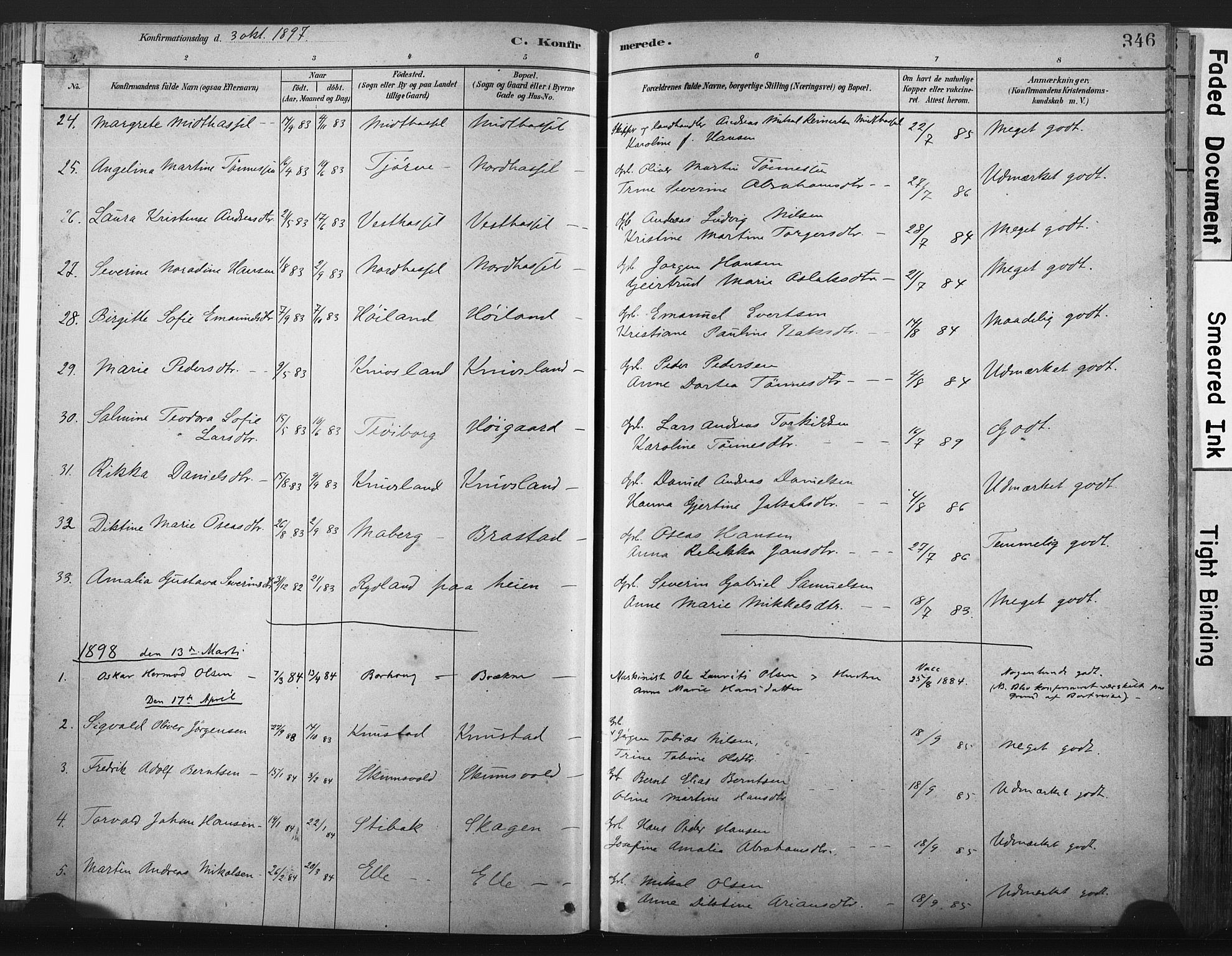 Lista sokneprestkontor, AV/SAK-1111-0027/F/Fa/L0012: Parish register (official) no. A 12, 1879-1903, p. 346