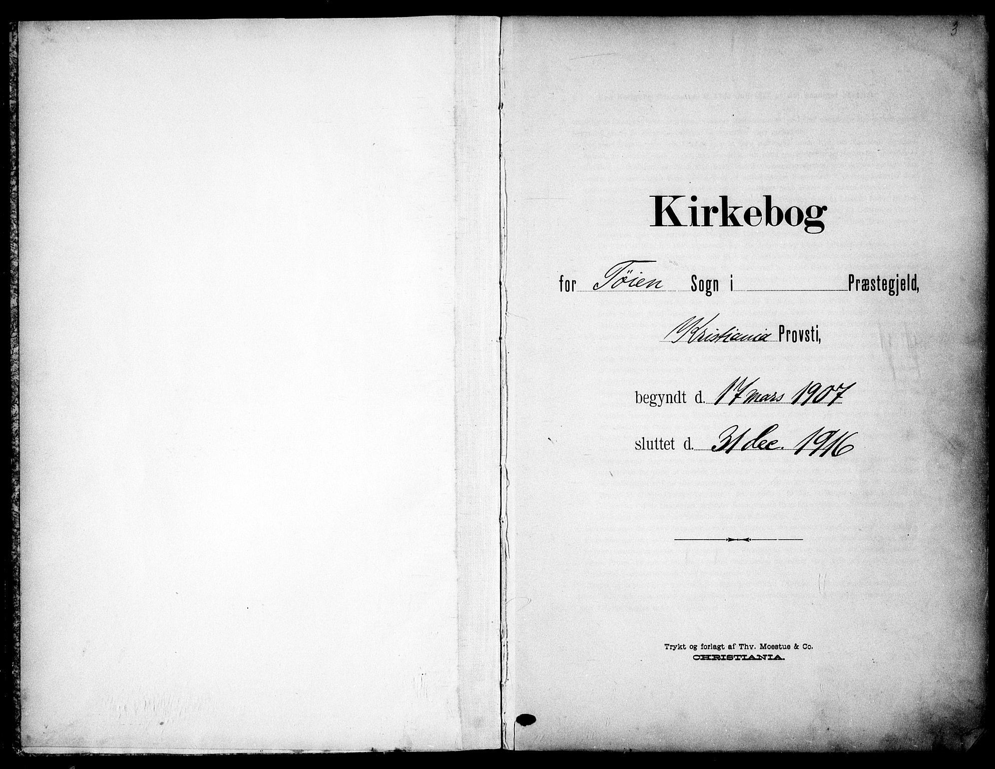 Tøyen prestekontor Kirkebøker, AV/SAO-A-10167a/F/Fa/L0001: Parish register (official) no. I 1, 1907-1916