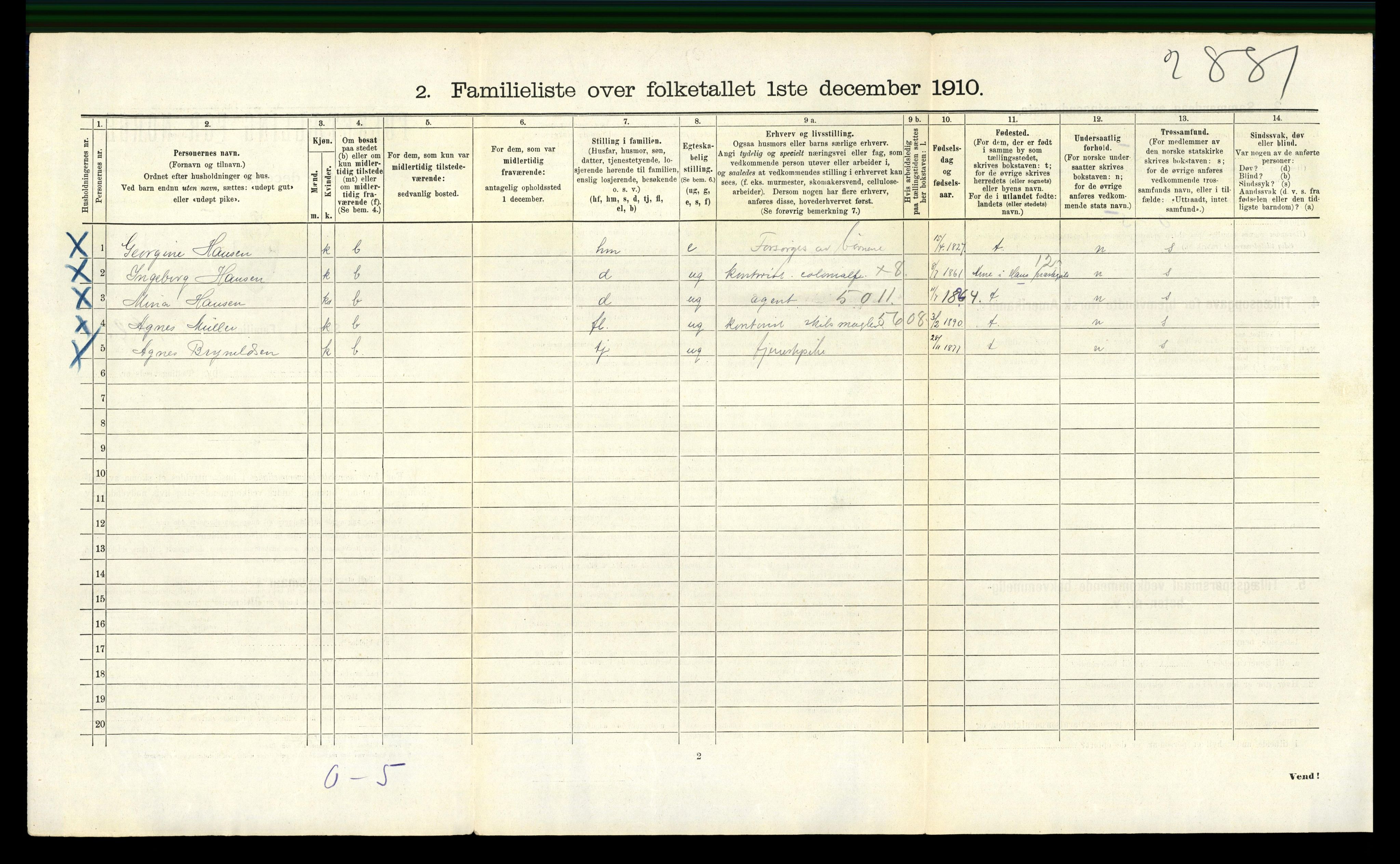 RA, 1910 census for Bergen, 1910, p. 3864