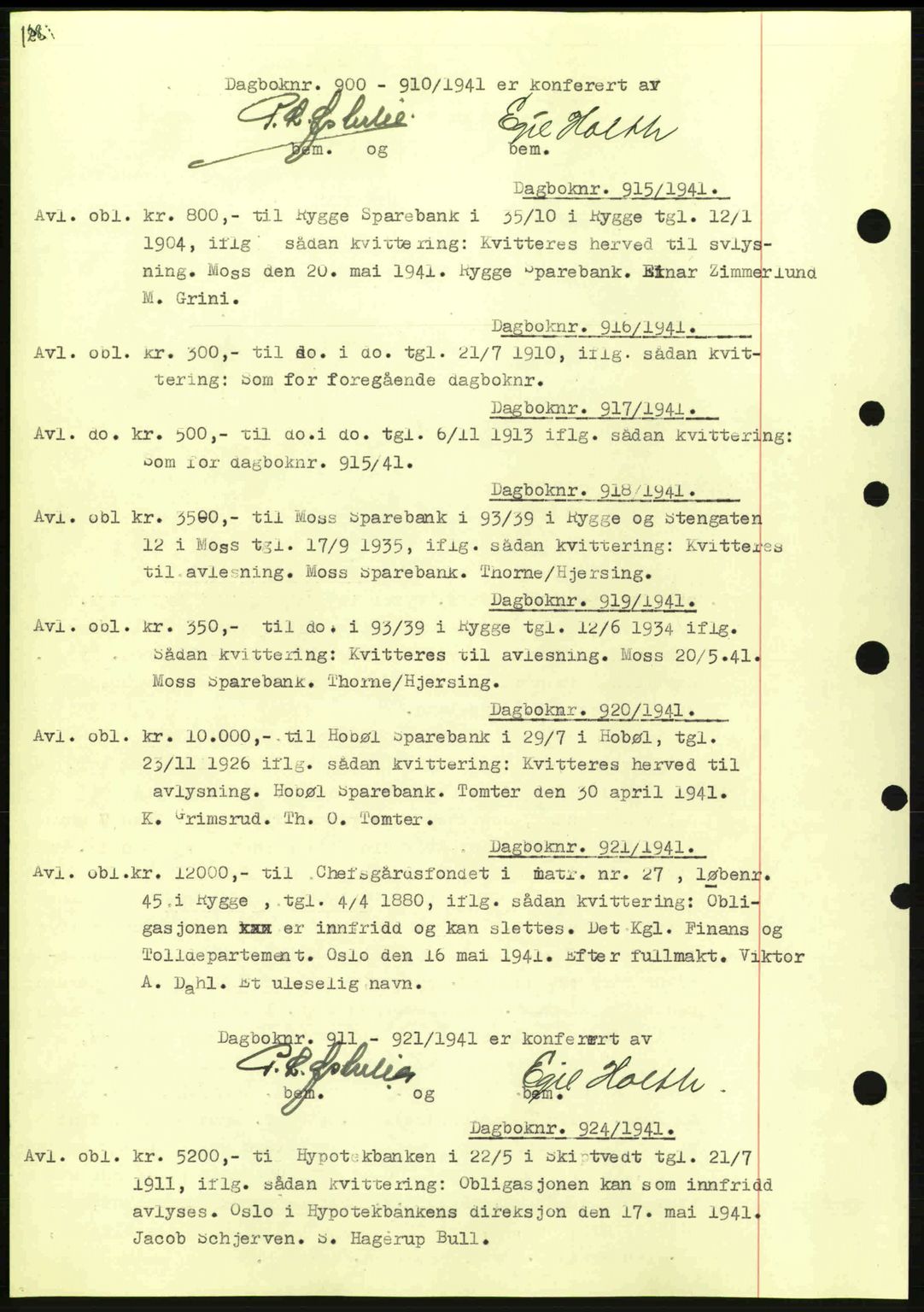 Moss sorenskriveri, SAO/A-10168: Mortgage book no. B10, 1940-1941, Diary no: : 915/1941