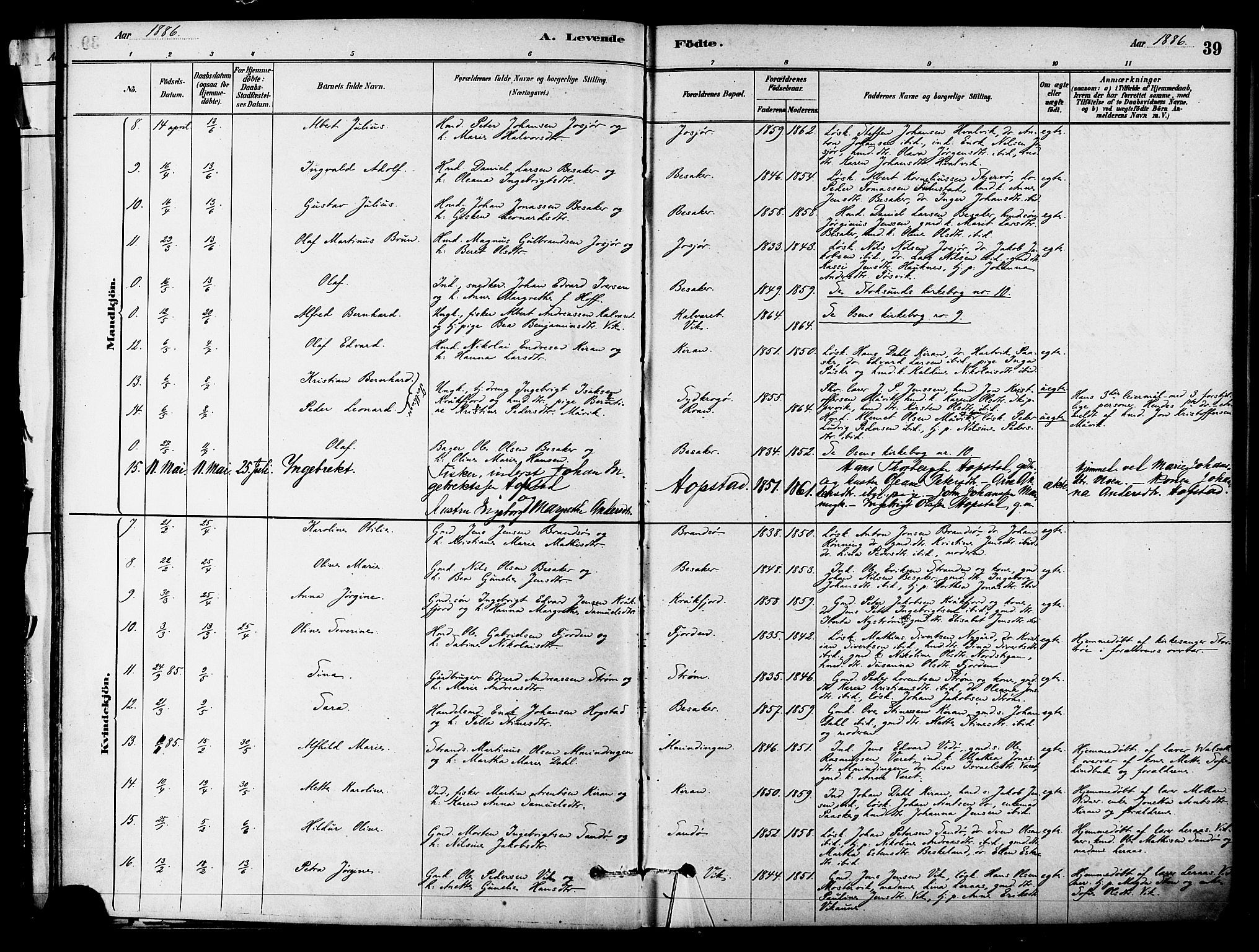 Ministerialprotokoller, klokkerbøker og fødselsregistre - Sør-Trøndelag, AV/SAT-A-1456/657/L0707: Parish register (official) no. 657A08, 1879-1893, p. 39