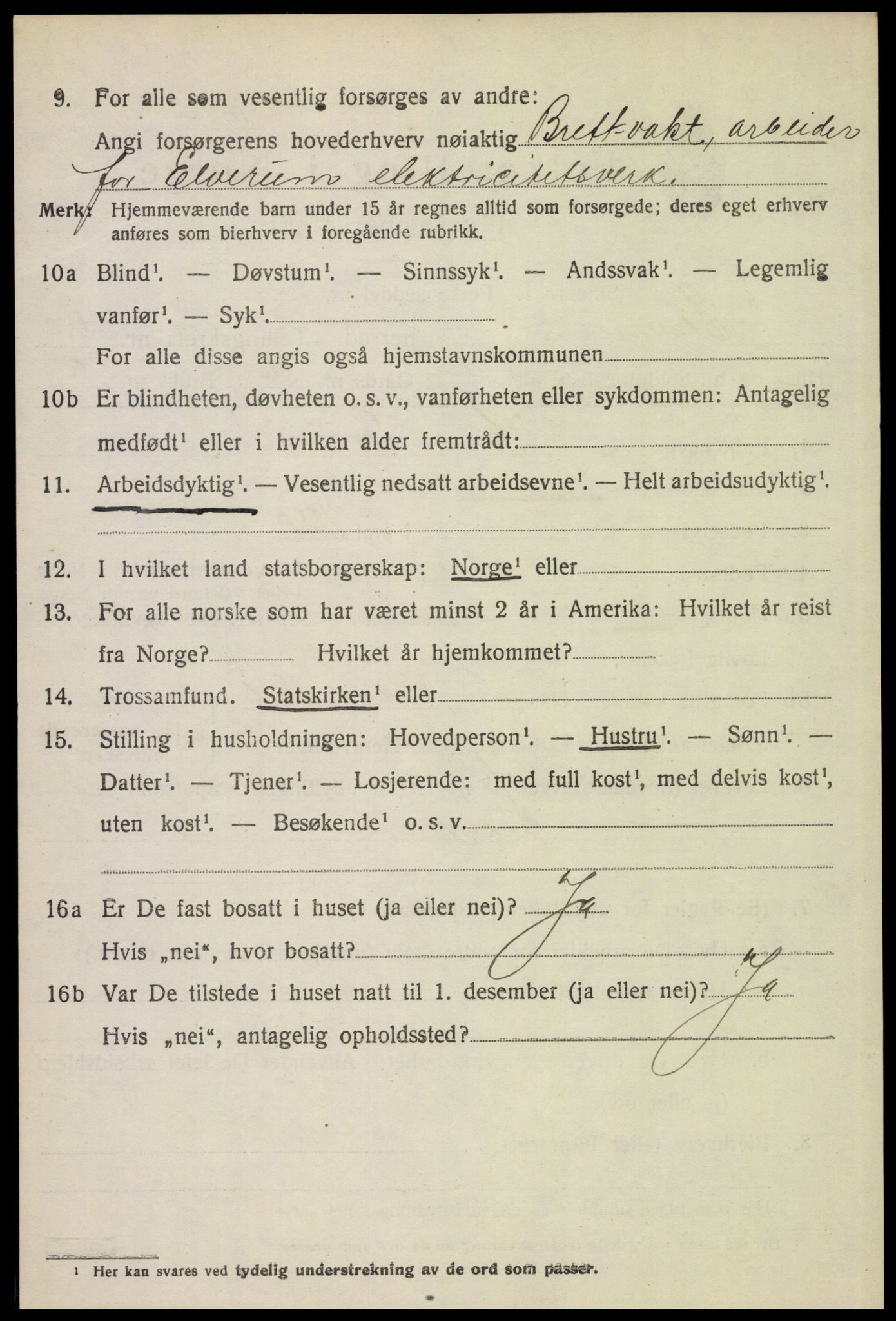 SAH, 1920 census for Elverum, 1920, p. 6649