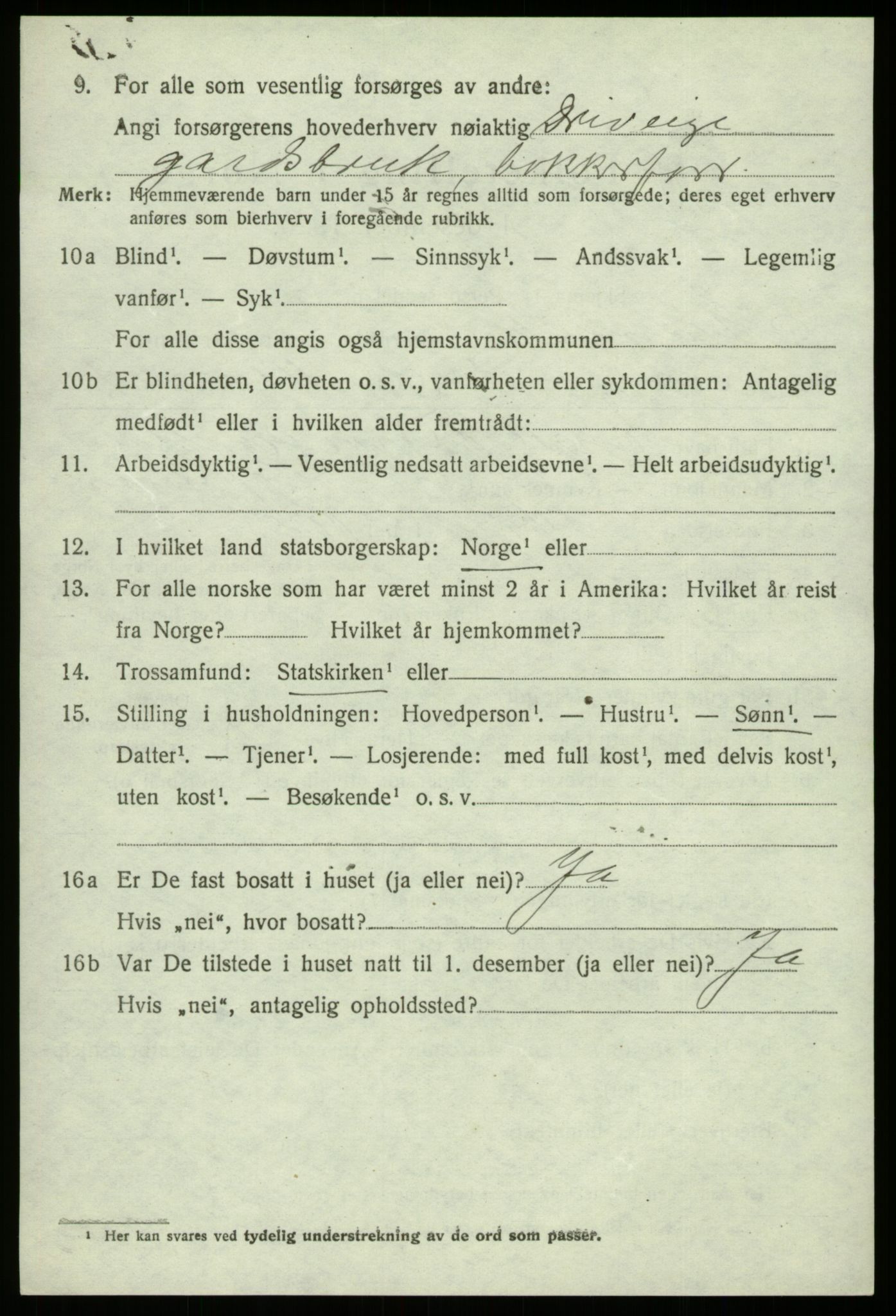 SAB, 1920 census for Strandvik, 1920, p. 3983