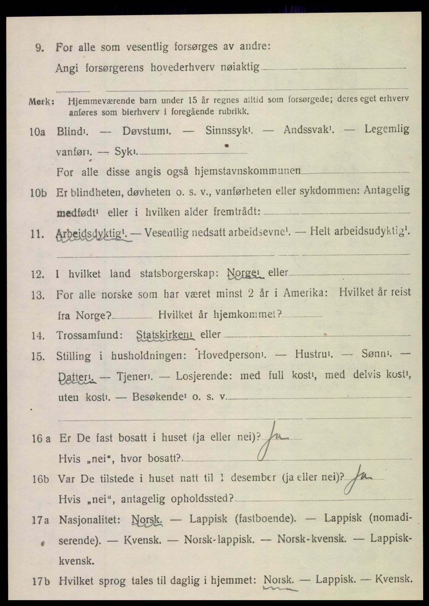 SAT, 1920 census for Sparbu, 1920, p. 4794