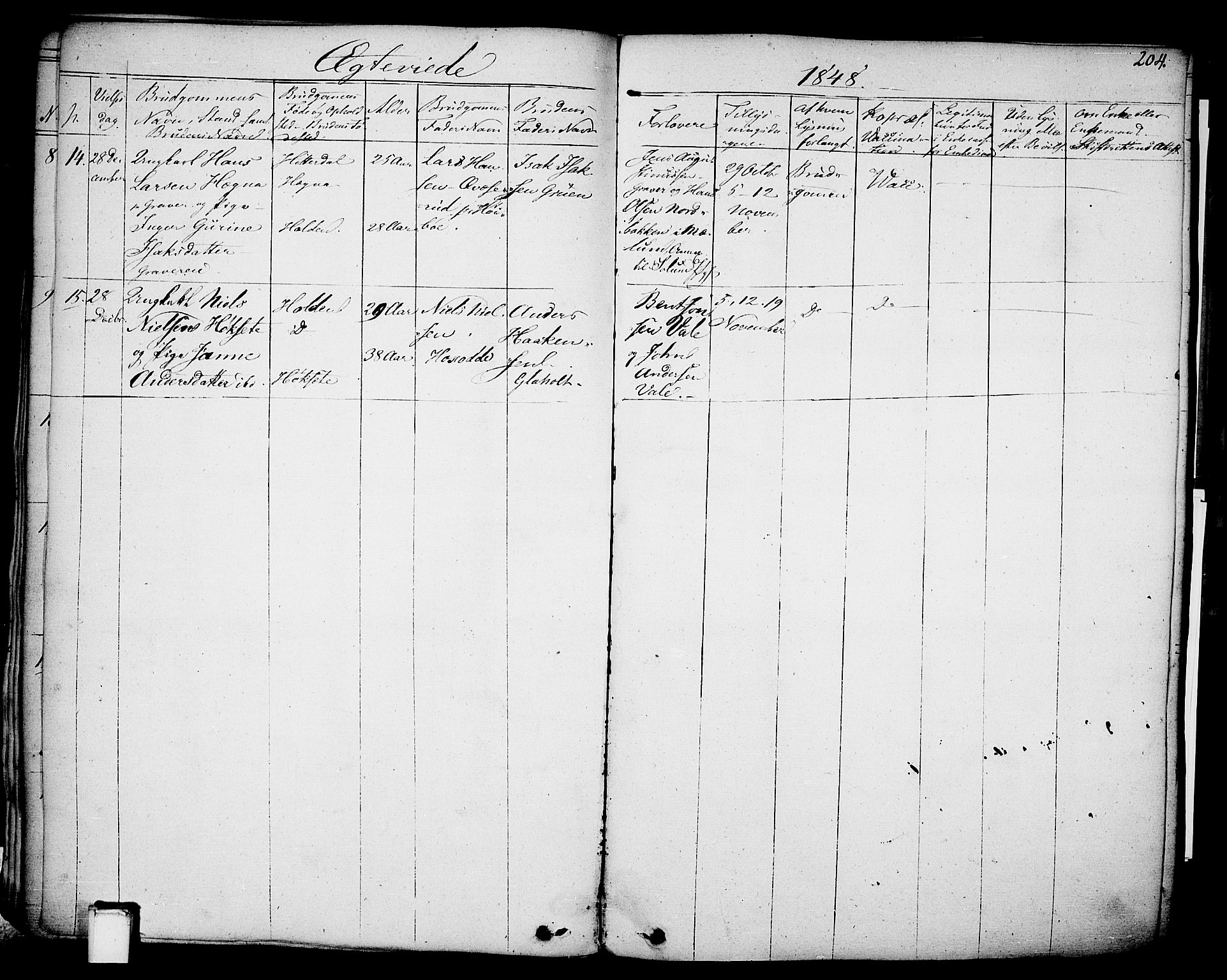 Holla kirkebøker, SAKO/A-272/F/Fa/L0004: Parish register (official) no. 4, 1830-1848, p. 204