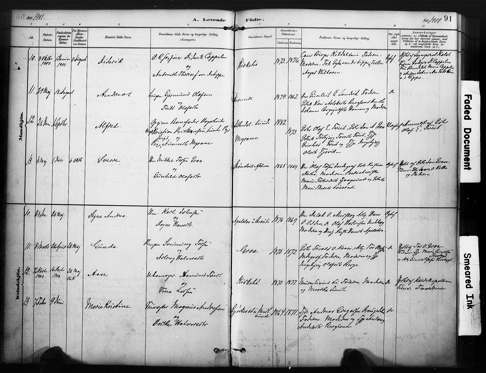 Kviteseid kirkebøker, AV/SAKO-A-276/F/Fa/L0008: Parish register (official) no. I 8, 1882-1903, p. 91