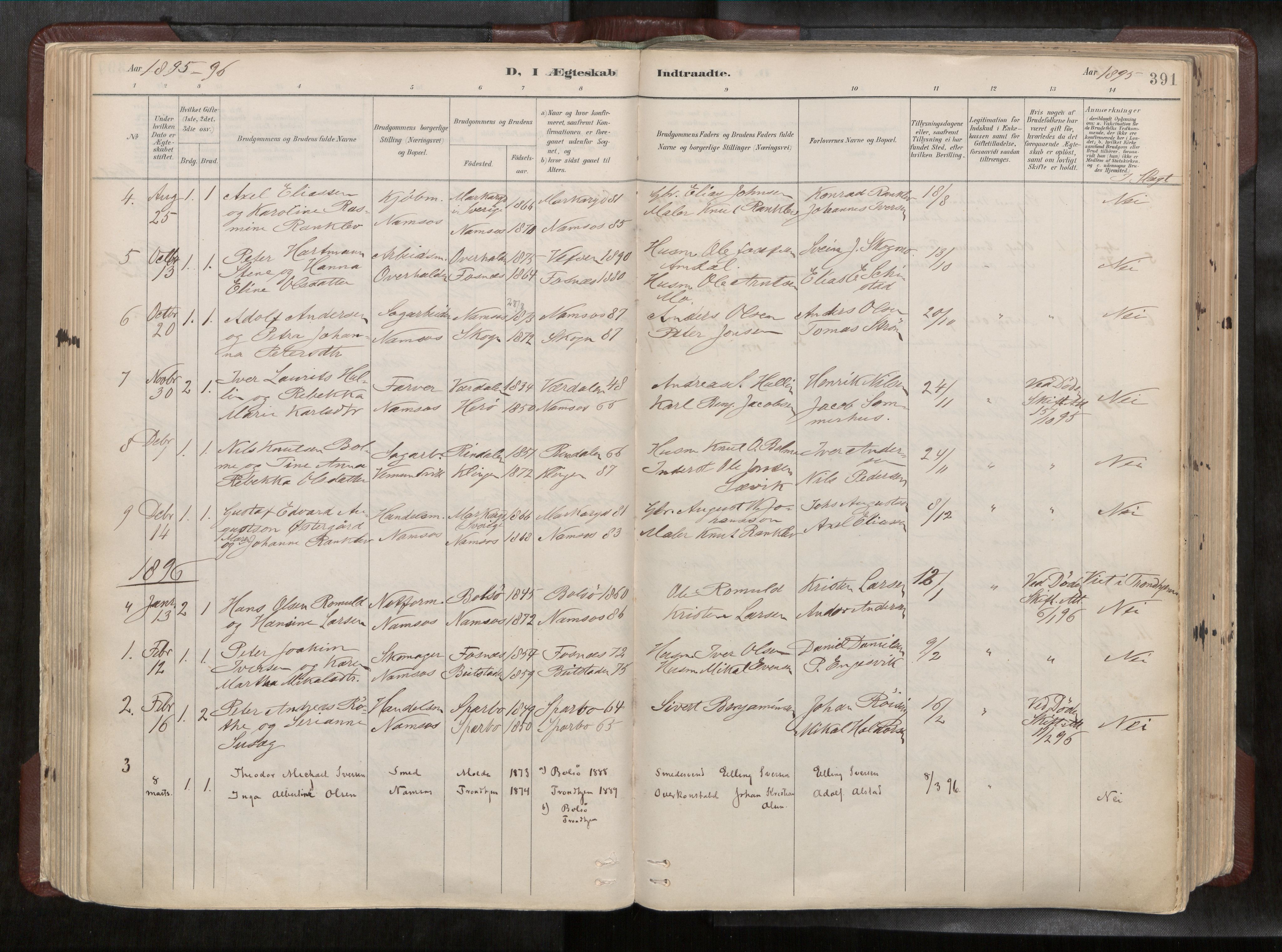 Ministerialprotokoller, klokkerbøker og fødselsregistre - Nord-Trøndelag, AV/SAT-A-1458/768/L0579a: Parish register (official) no. 768A14, 1887-1931, p. 391