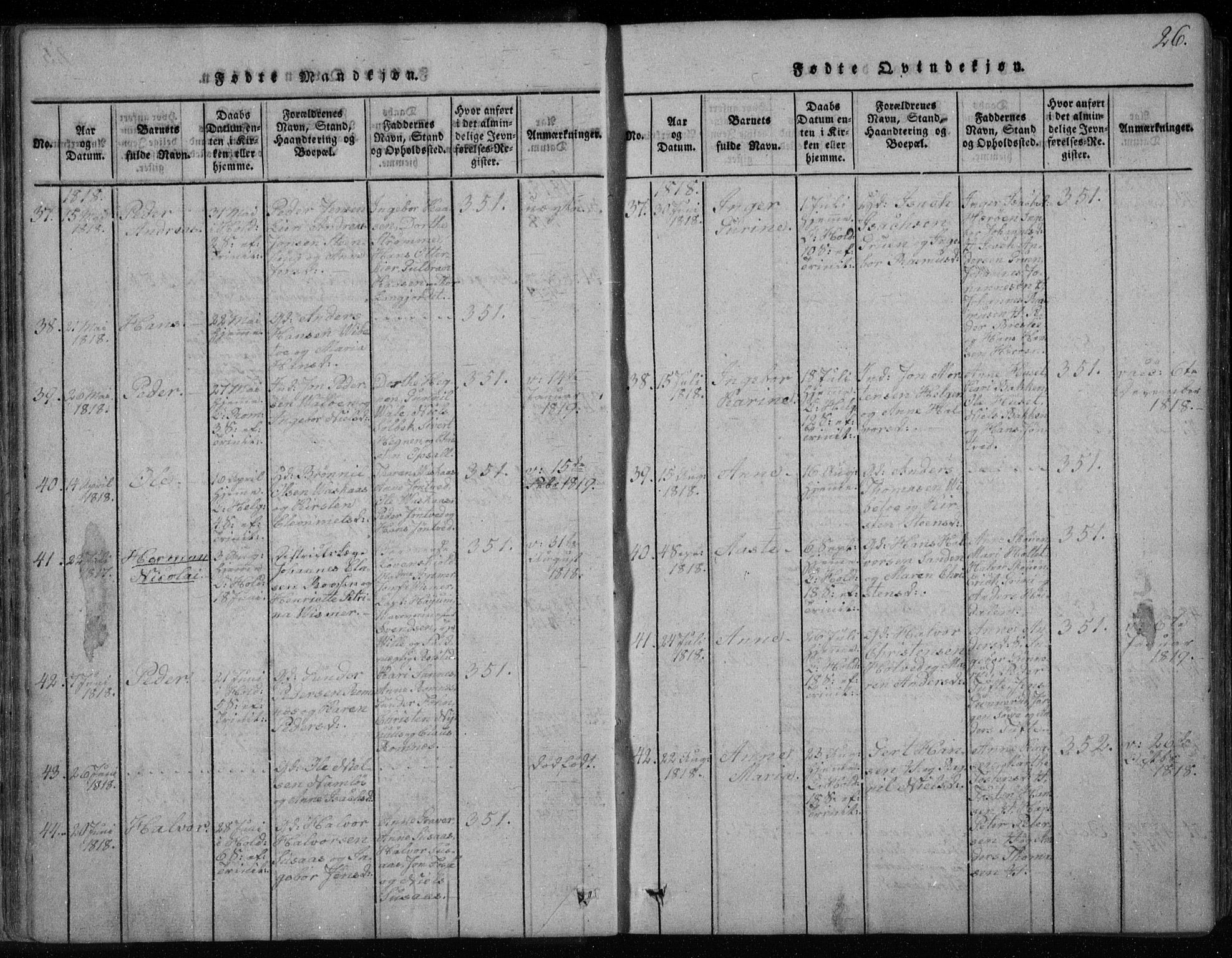 Holla kirkebøker, AV/SAKO-A-272/F/Fa/L0003: Parish register (official) no. 3, 1815-1830, p. 26