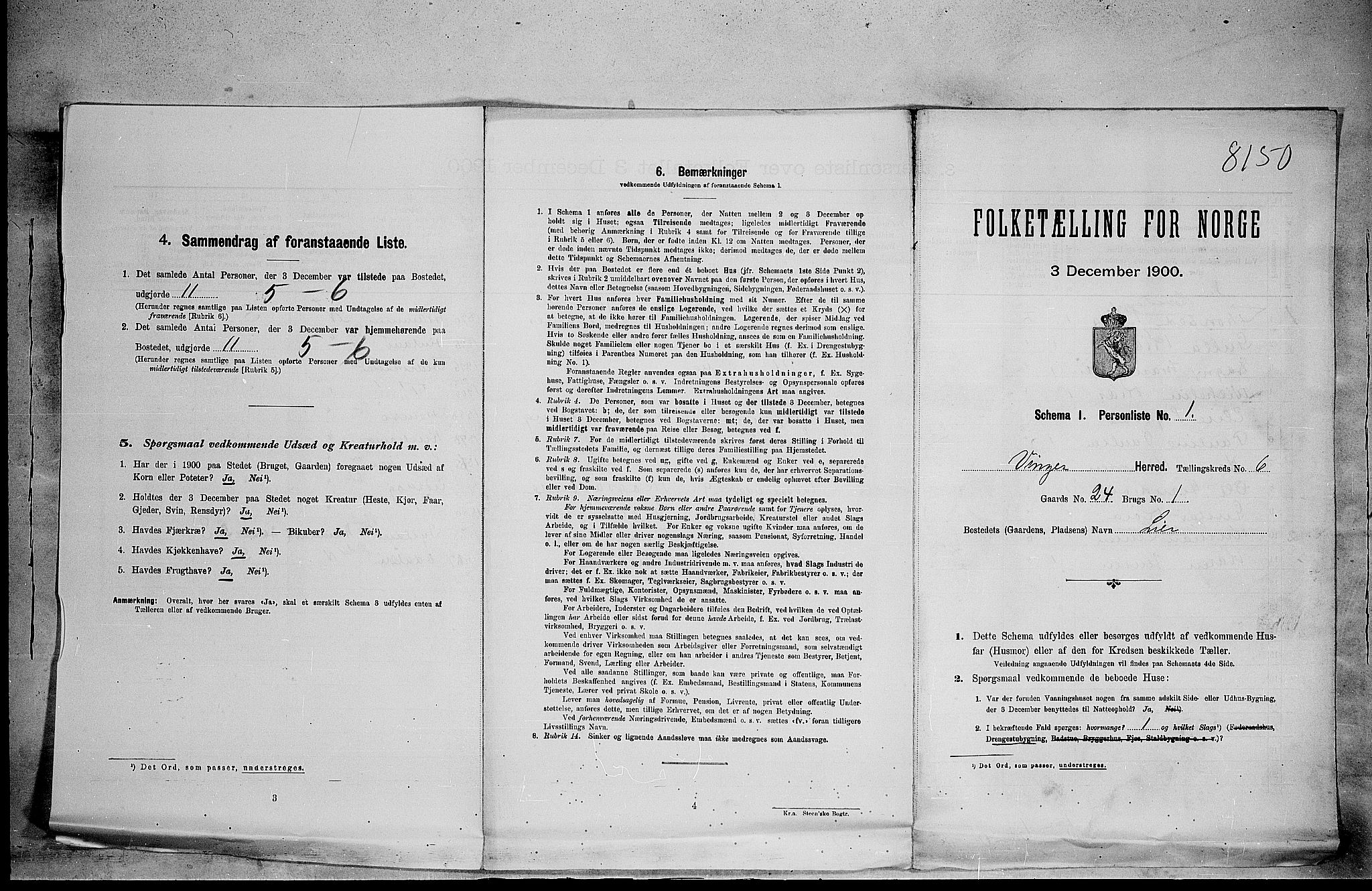 SAH, 1900 census for Vinger, 1900, p. 740