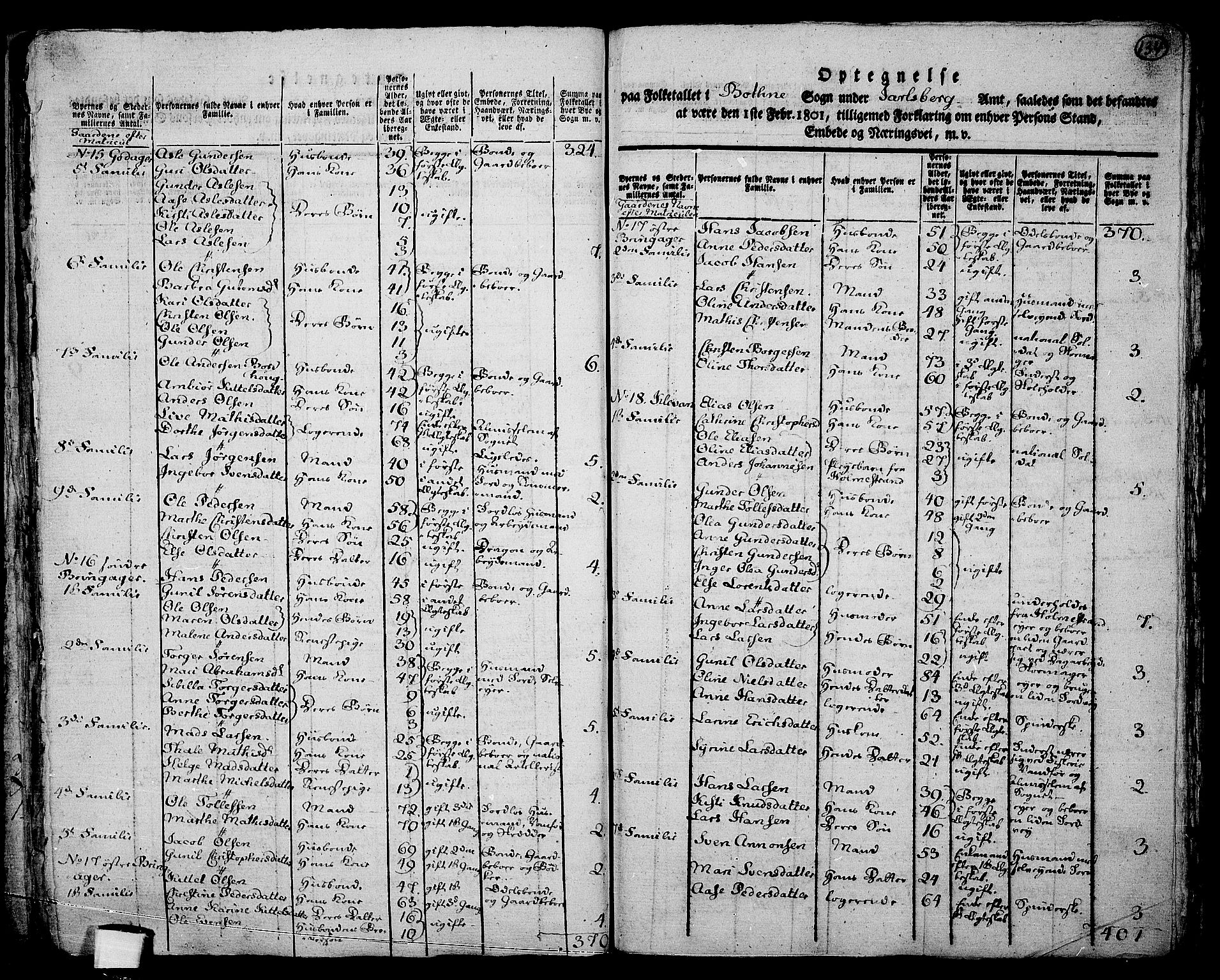 RA, 1801 census for 0715P Botne, 1801, p. 133b-134a