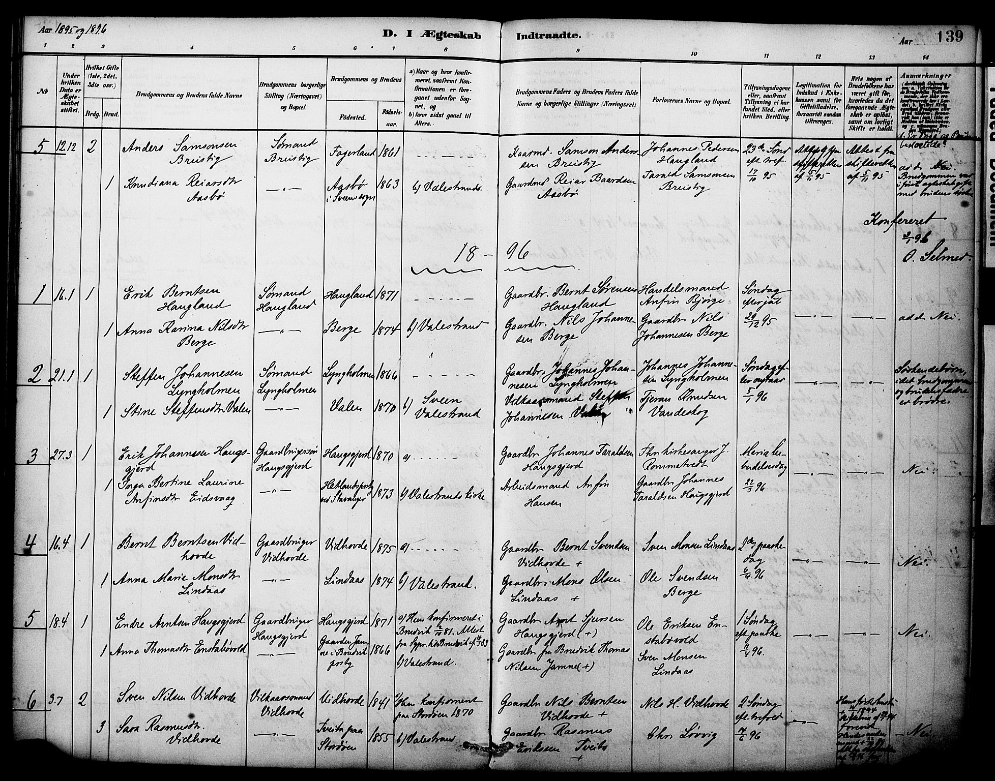 Sveio Sokneprestembete, SAB/A-78501/H/Haa: Parish register (official) no. C 2, 1881-1899, p. 139