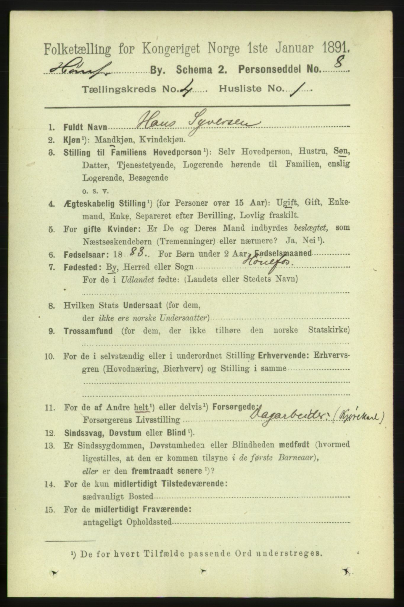 RA, 1891 census for 0601 Hønefoss, 1891, p. 794