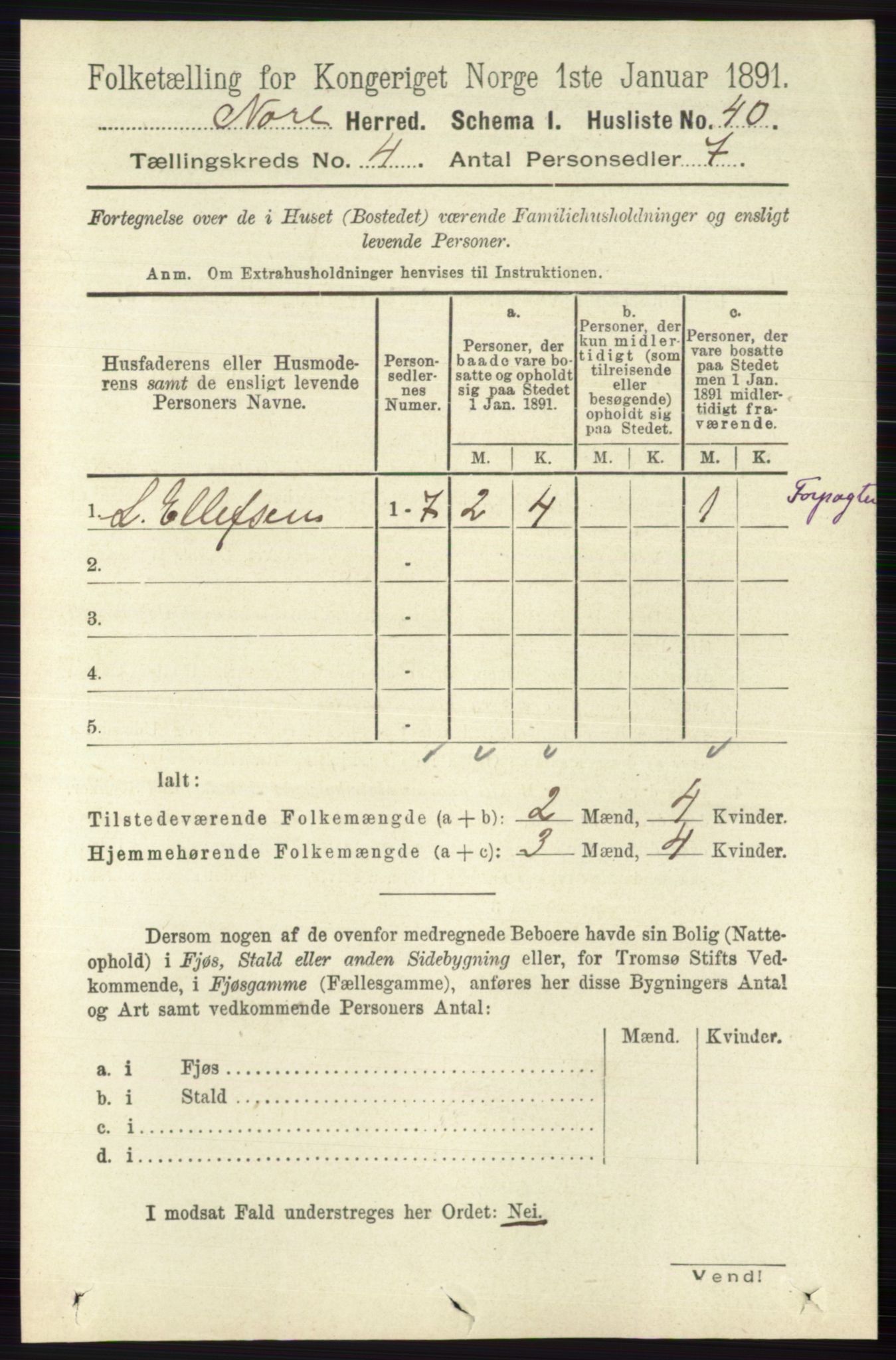 RA, 1891 census for 0633 Nore, 1891, p. 1259