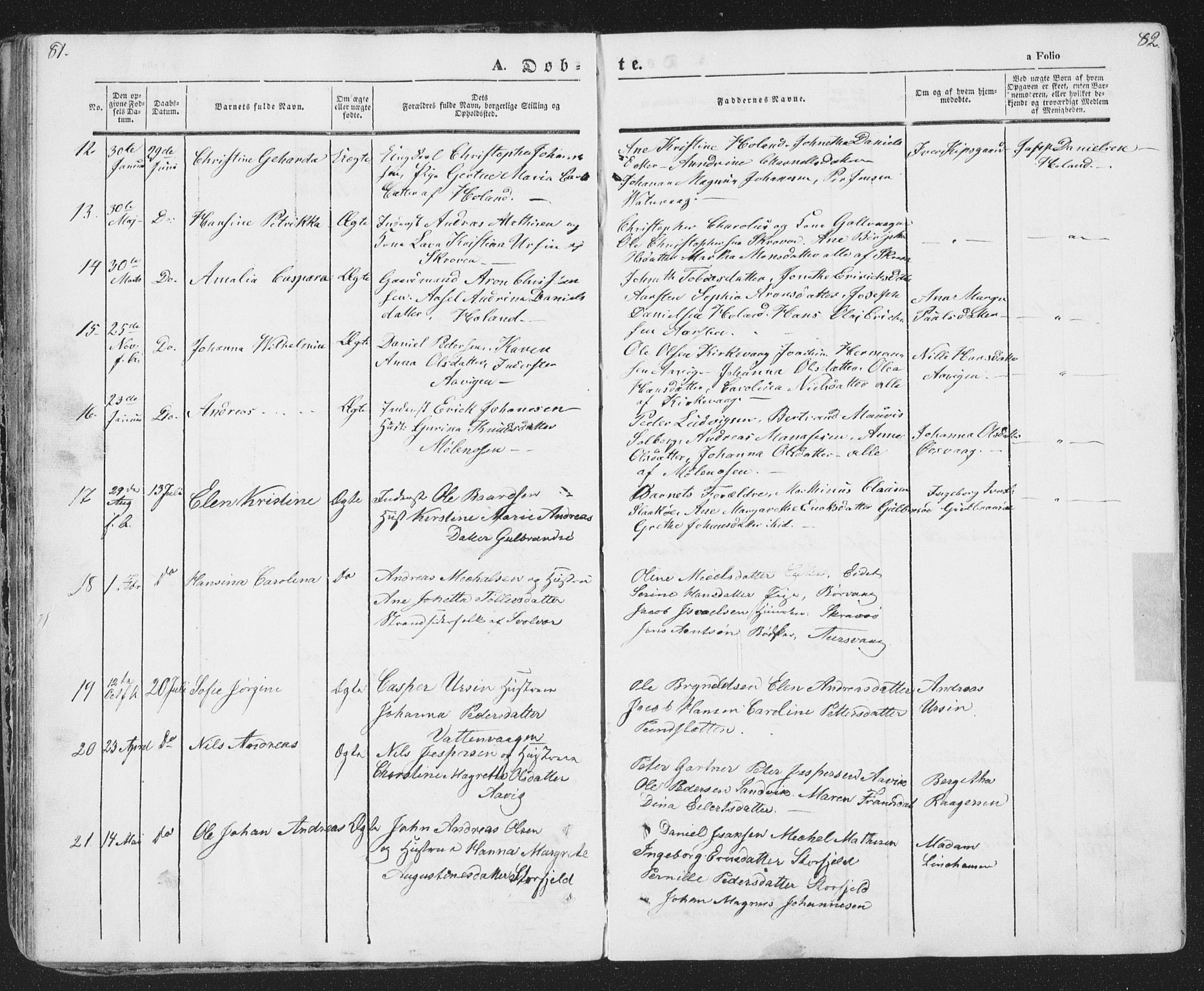 Ministerialprotokoller, klokkerbøker og fødselsregistre - Nordland, AV/SAT-A-1459/874/L1072: Parish register (copy) no. 874C01, 1843-1859, p. 81-82