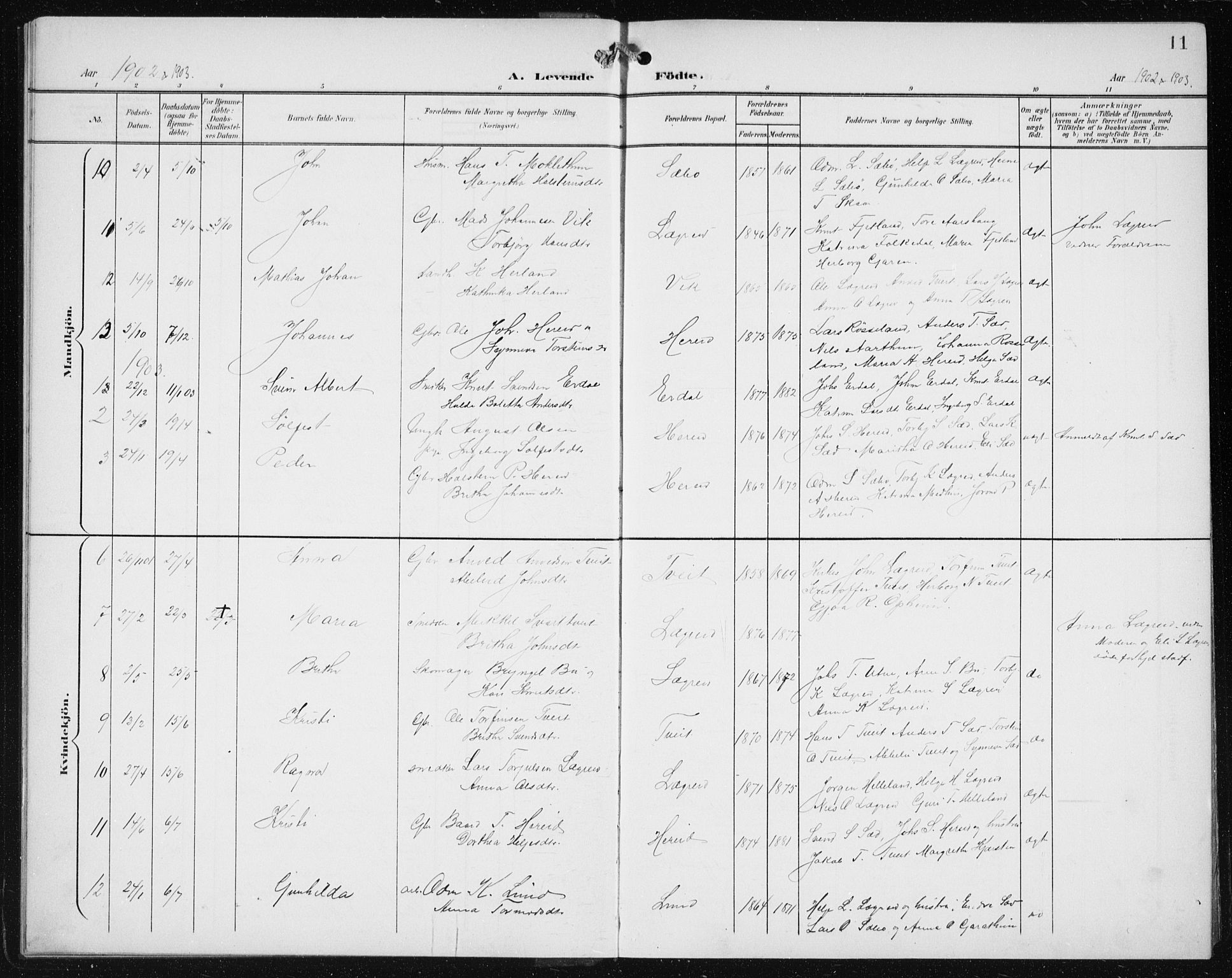 Ullensvang sokneprestembete, SAB/A-78701/H/Hab: Parish register (copy) no. C  3, 1899-1932, p. 11