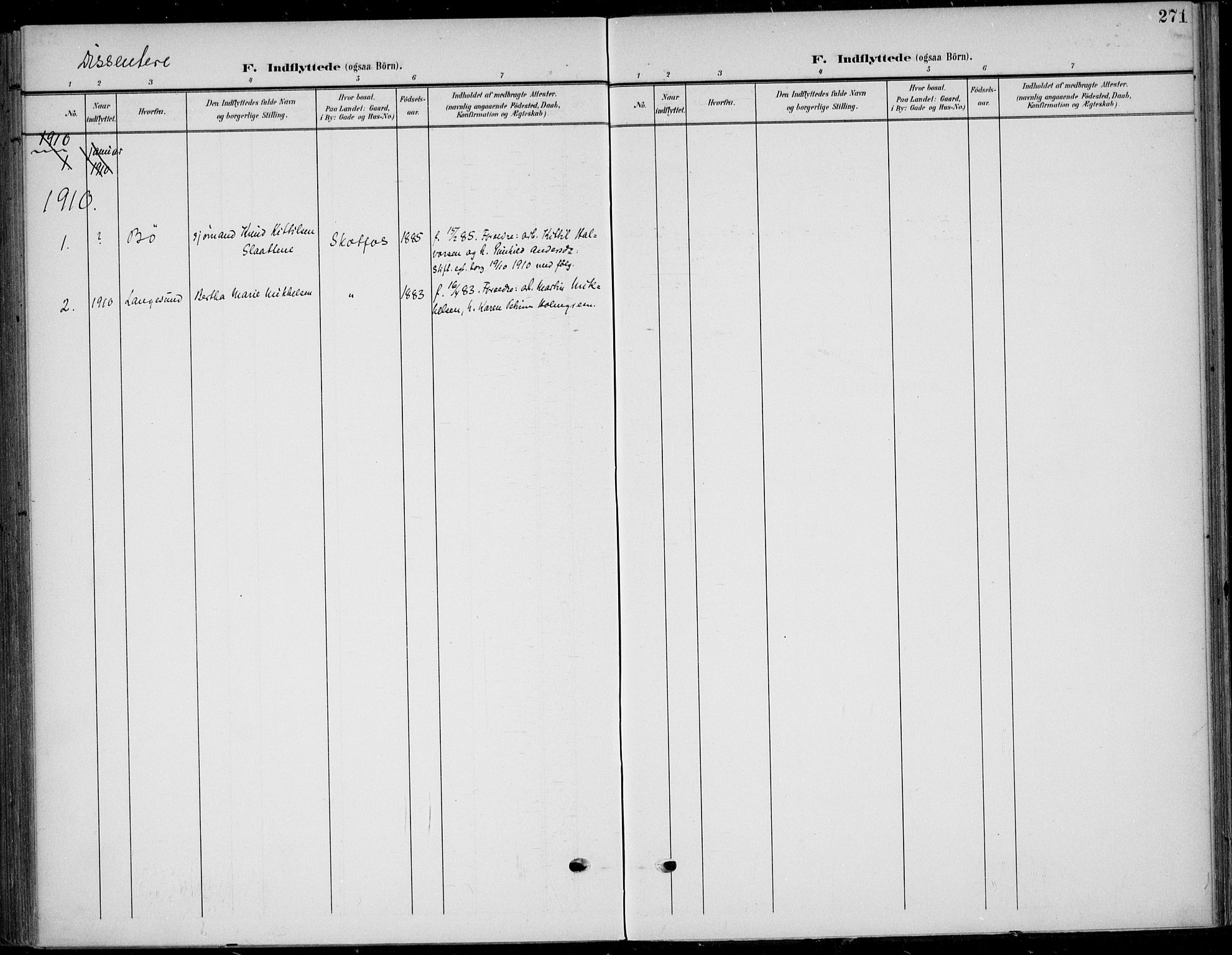 Solum kirkebøker, SAKO/A-306/F/Fb/L0003: Parish register (official) no. II 3, 1901-1912, p. 271