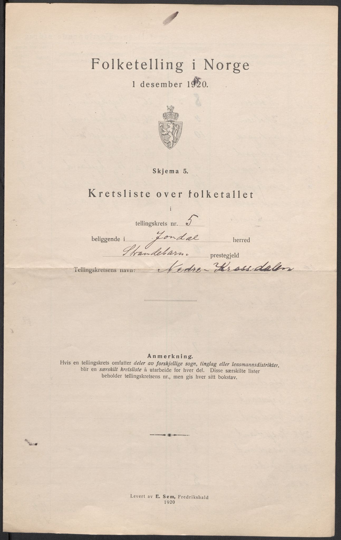 SAB, 1920 census for Jondal, 1920, p. 17