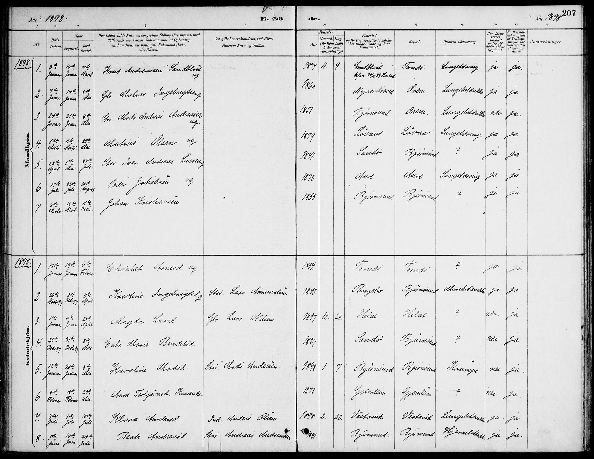Ministerialprotokoller, klokkerbøker og fødselsregistre - Møre og Romsdal, SAT/A-1454/565/L0750: Parish register (official) no. 565A04, 1887-1905, p. 207