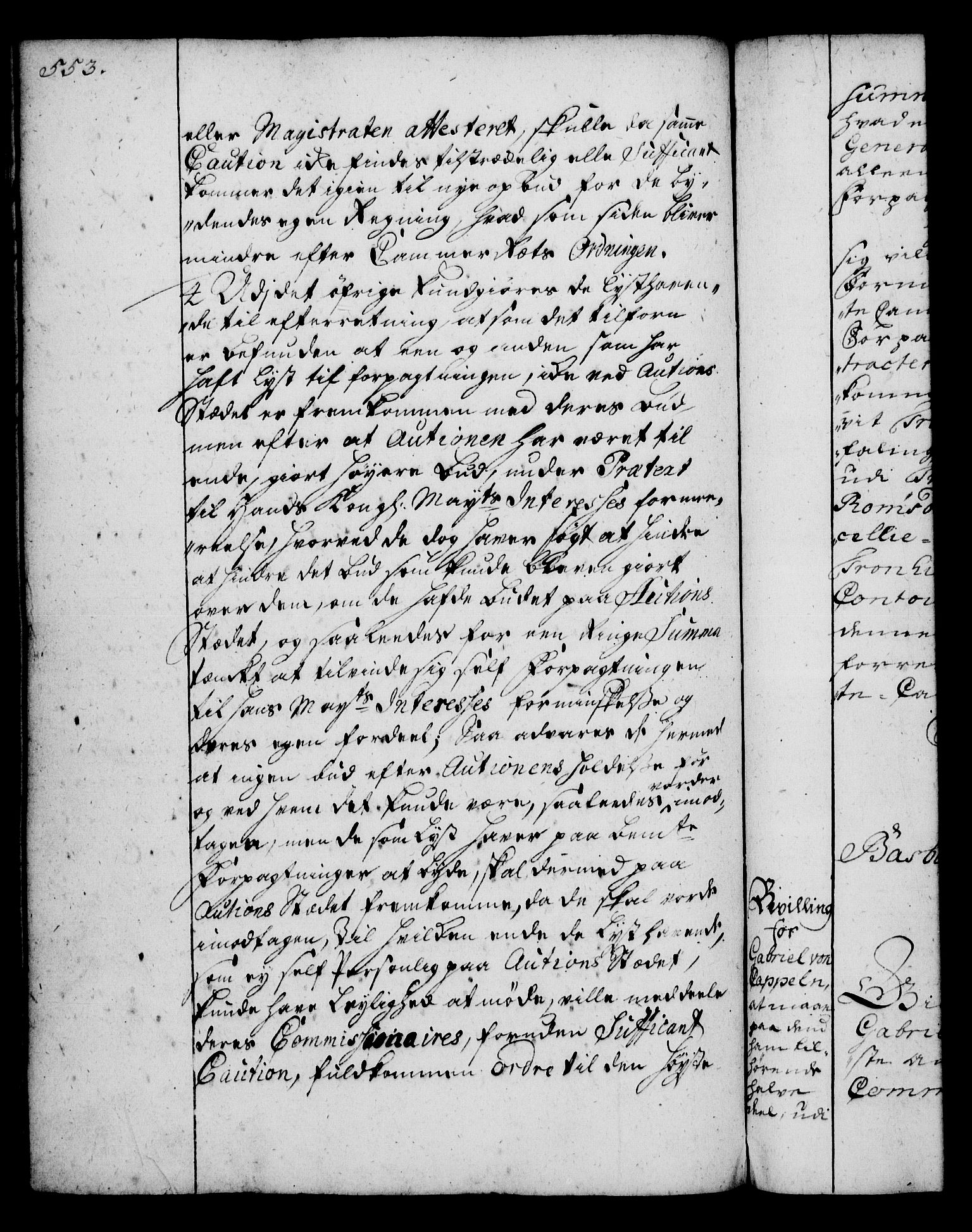 Rentekammeret, Kammerkanselliet, RA/EA-3111/G/Gg/Gga/L0004: Norsk ekspedisjonsprotokoll med register (merket RK 53.4), 1734-1741, p. 553